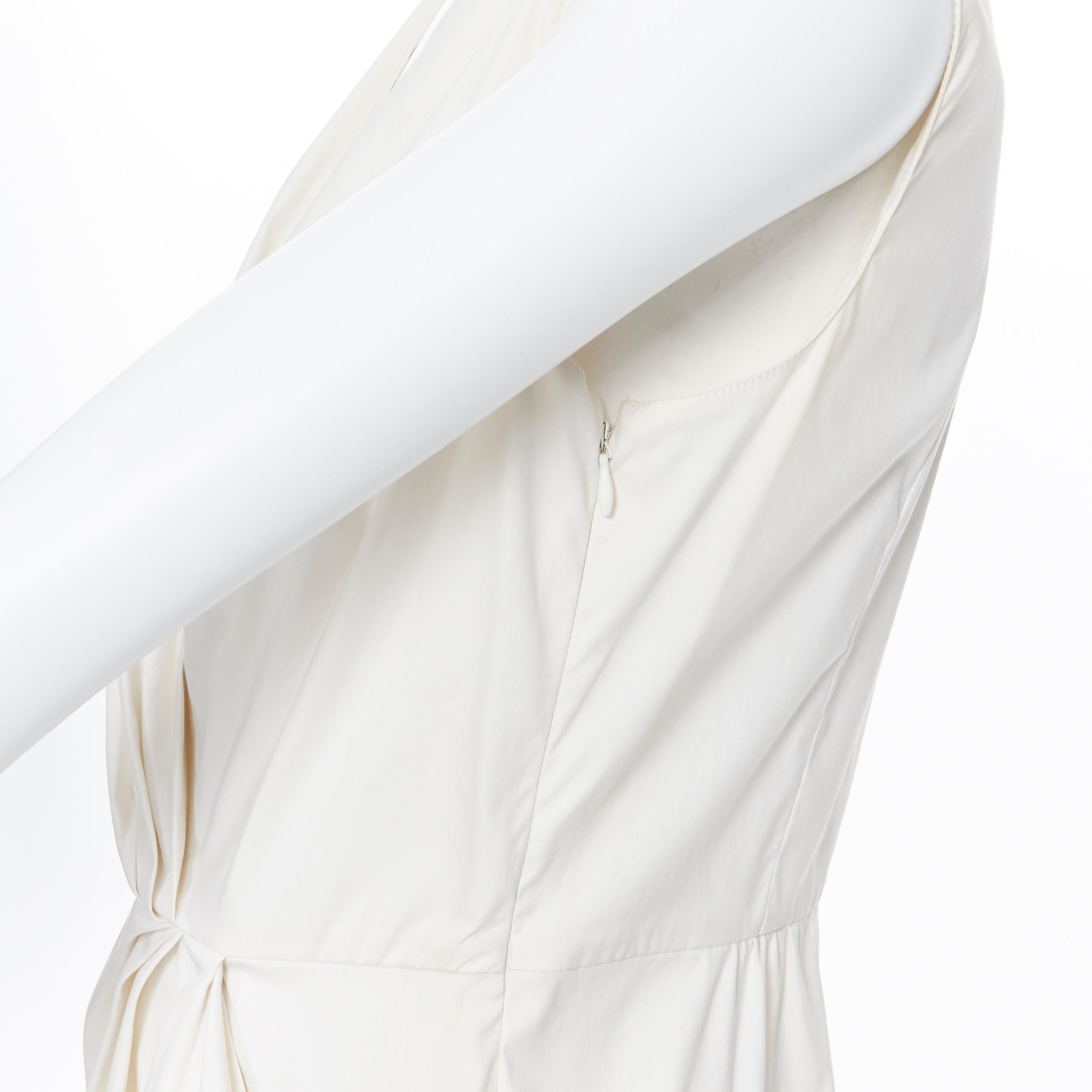 PRADA white stretch cotton draped pleated crossover sleeveless top IT42 4
