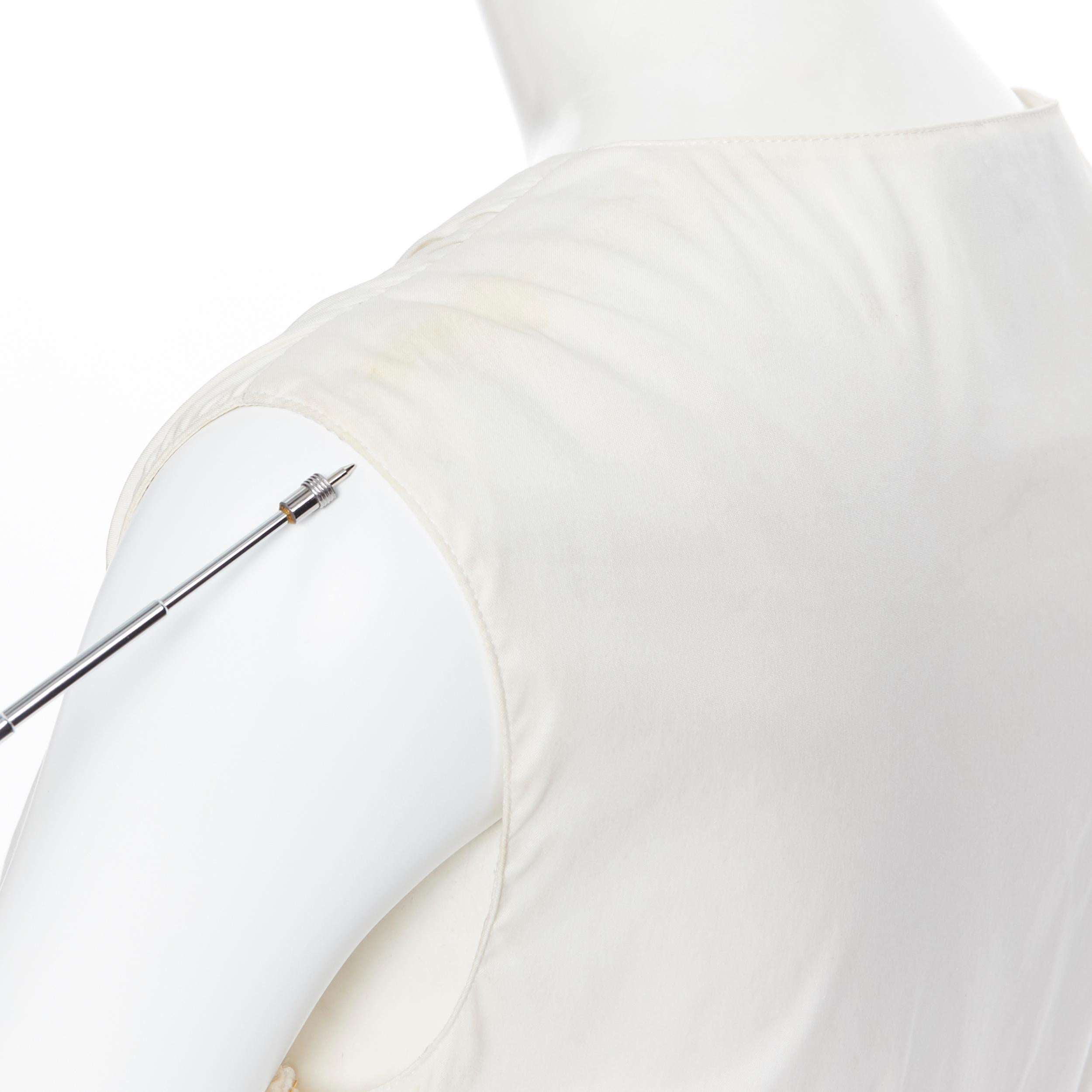 PRADA white stretch cotton draped pleated crossover sleeveless top IT42 5