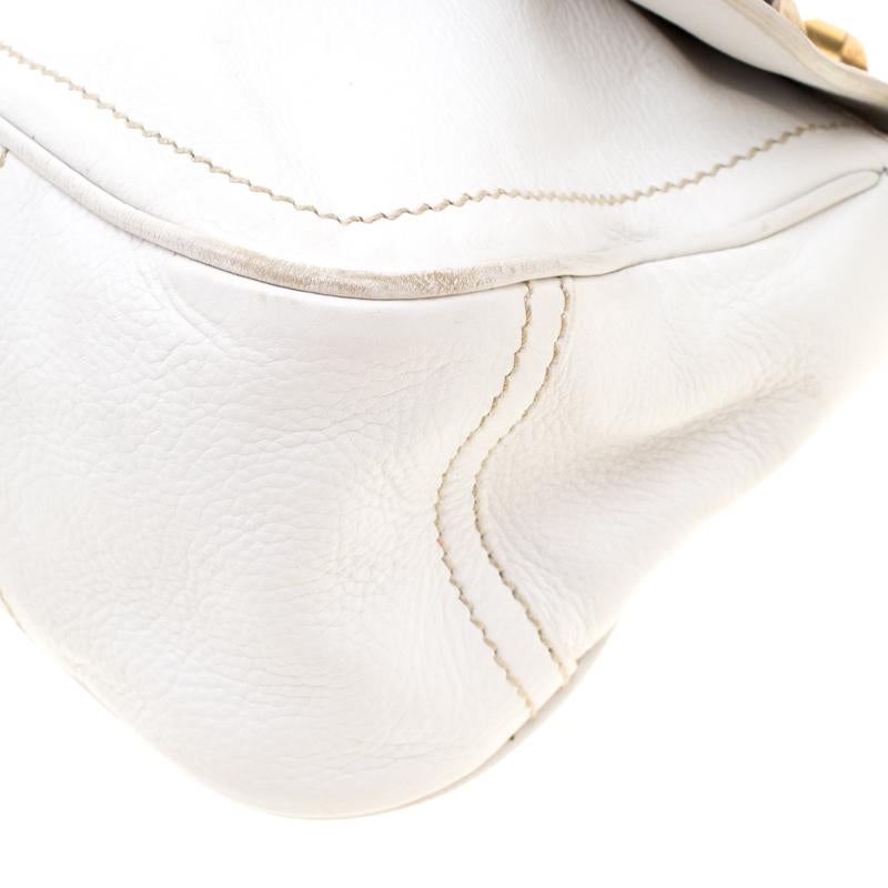Prada White/Tan Leather Studded Shoulder Bag 3