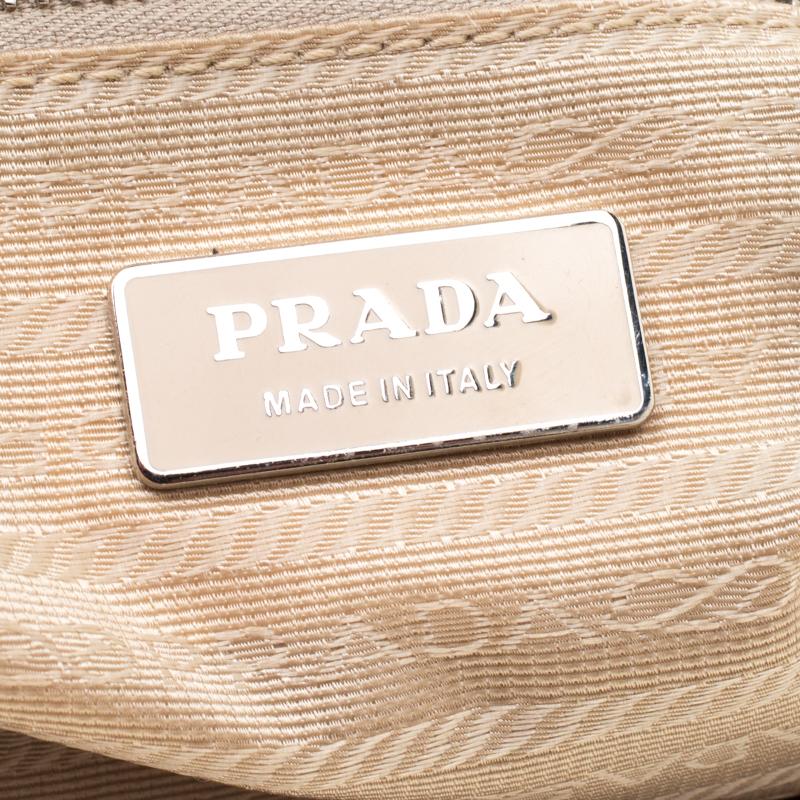 Prada White/Tan Leather Studded Shoulder Bag 2