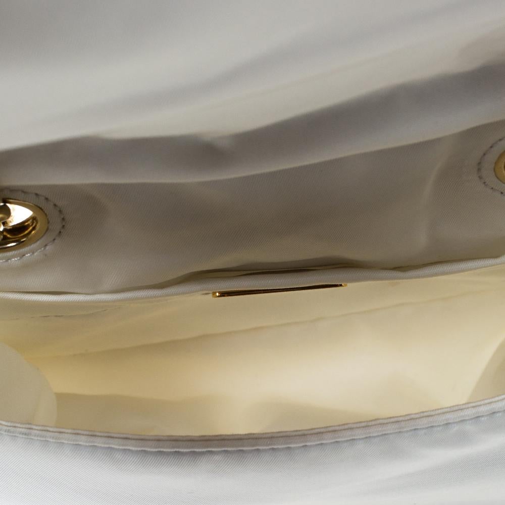 Prada White Tessuto Nylon Logo Plaque Flap Chain Shoulder Bag For Sale 4