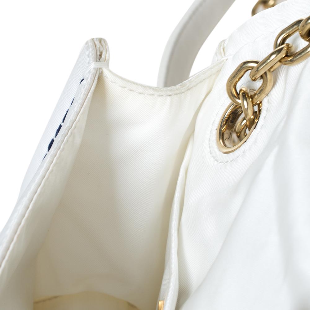 Prada White Tessuto Nylon Logo Plaque Flap Chain Shoulder Bag For Sale 5