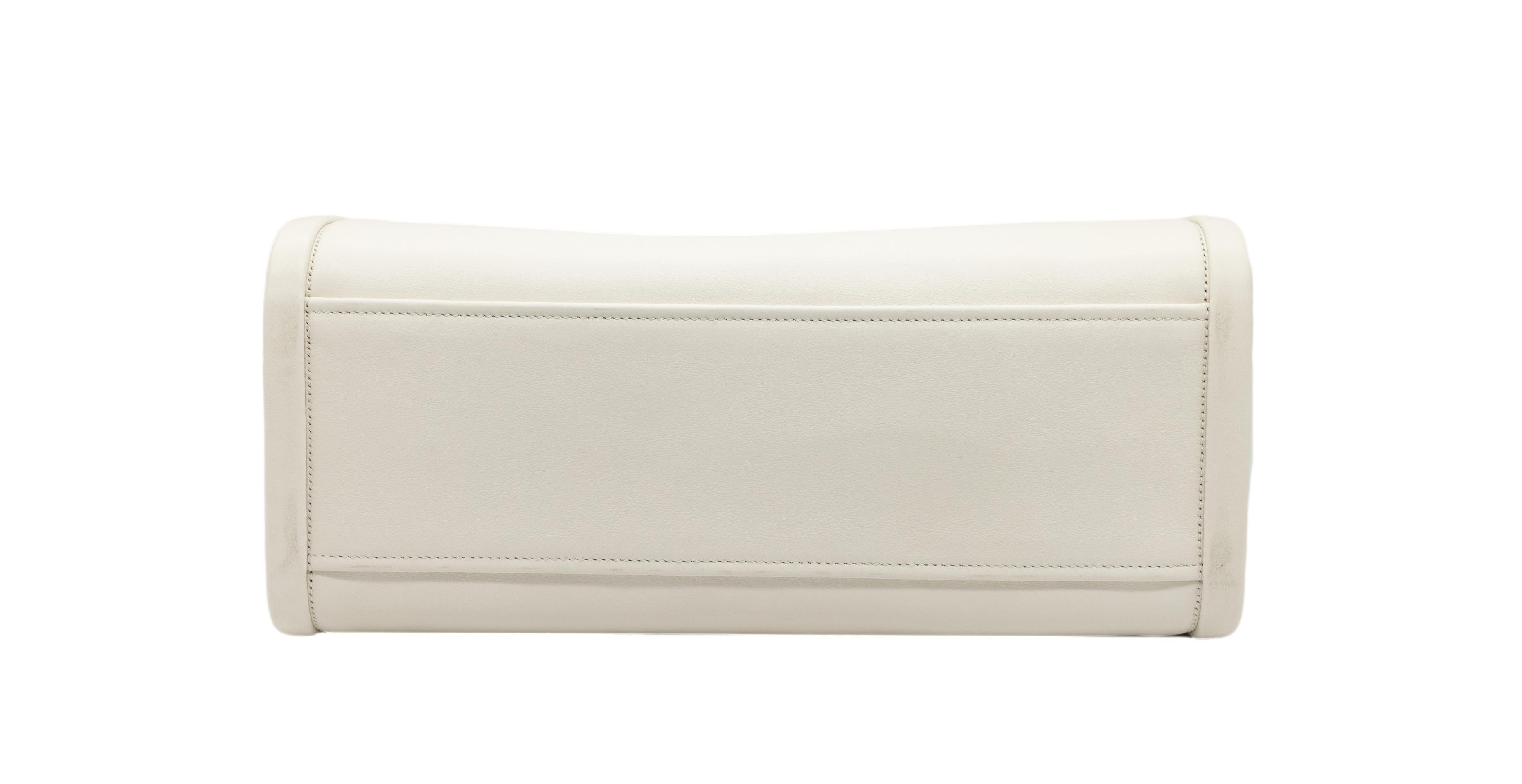 Women's or Men's Prada White Vitello Calfskin Leather Grace Lux Concept Large Shoulder Tote, 2018.