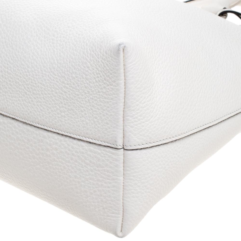 Prada White Vitello Phenix Leather Convertible Bag In Excellent Condition In Dubai, Al Qouz 2