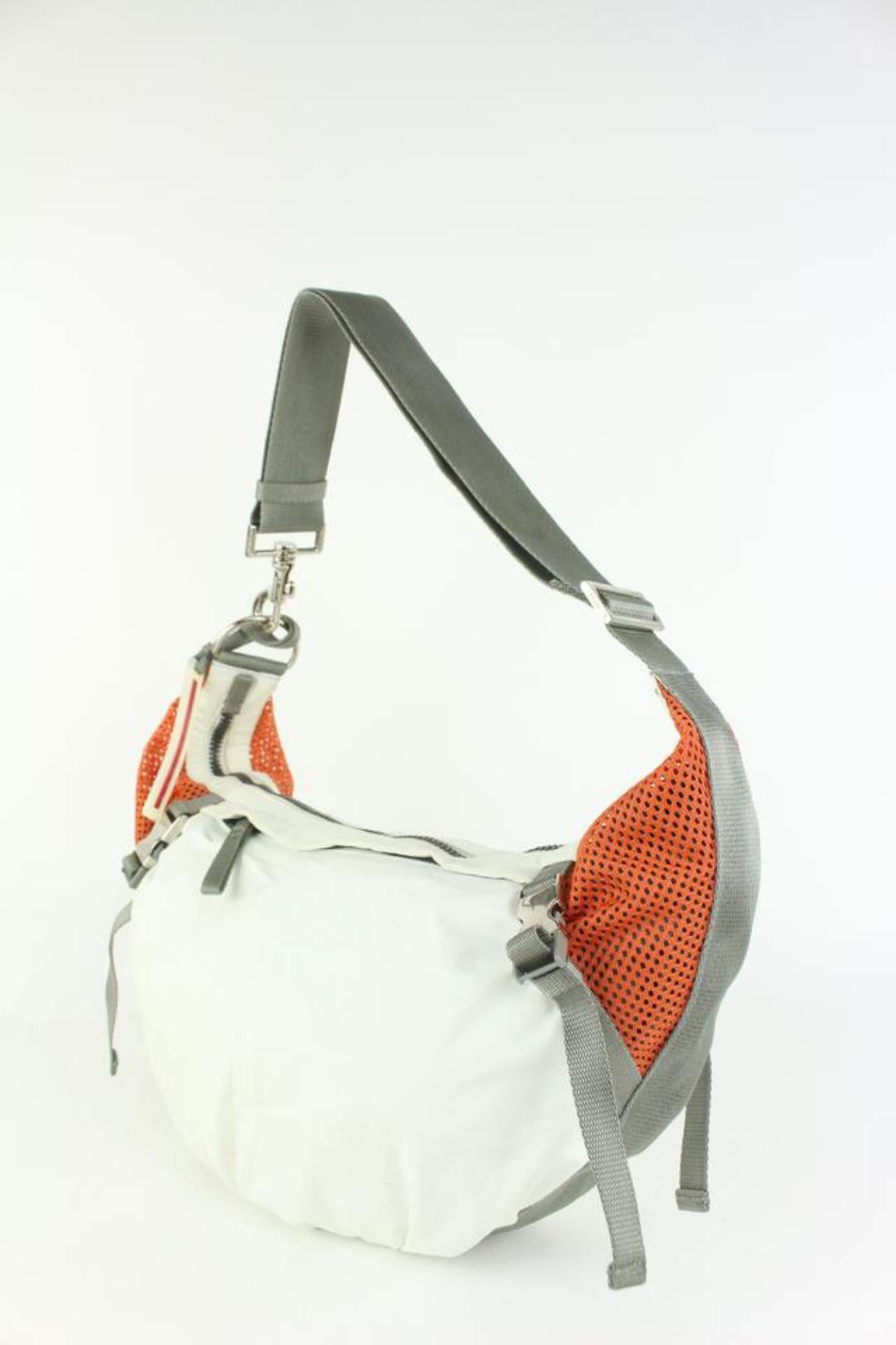 Prada White x Gray x Orange Tessuto Hobo Bag 108pr3 5