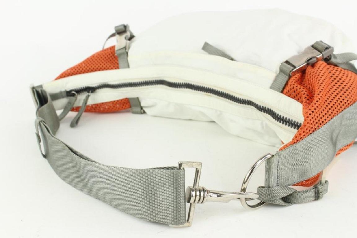 Prada Tessuto Hobo-Tasche 108pr3 in Weiß x Grau x Grau x Orange im Angebot 1