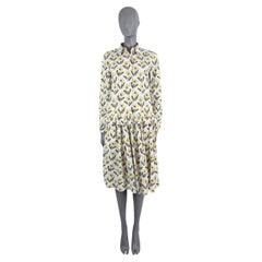 PRADA weiß & gelb Baumwolle FLORAL SHIRT & SKIRT SET 42 M