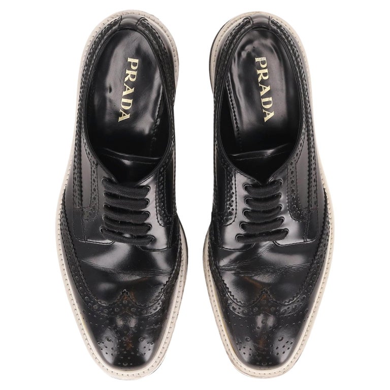 Prada Wingtip Leather Platform Brogues For Sale at 1stDibs display picture 2