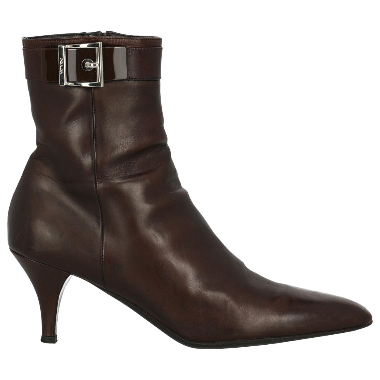Prada Woman Ankle boots Brown Leather IT 40 For Sale