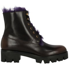 Prada Woman Ankle boots Brown, Purple IT 39