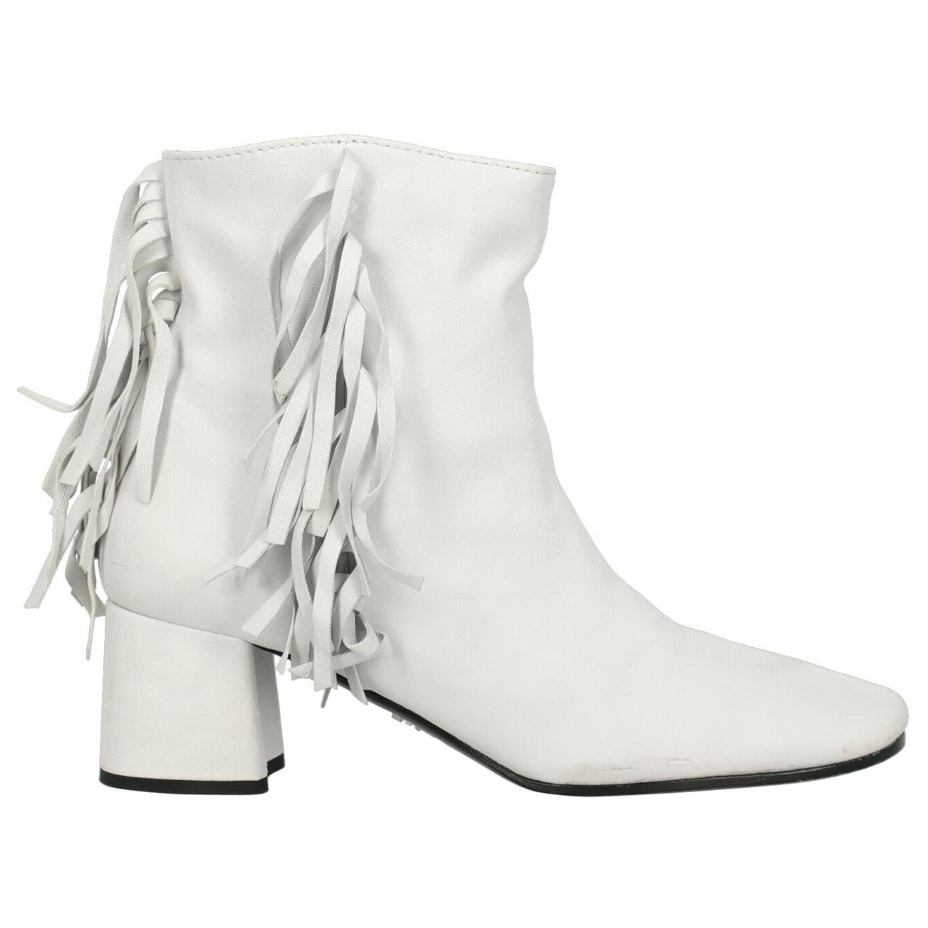 Prada Woman Ankle boots White Leather IT 38 For Sale