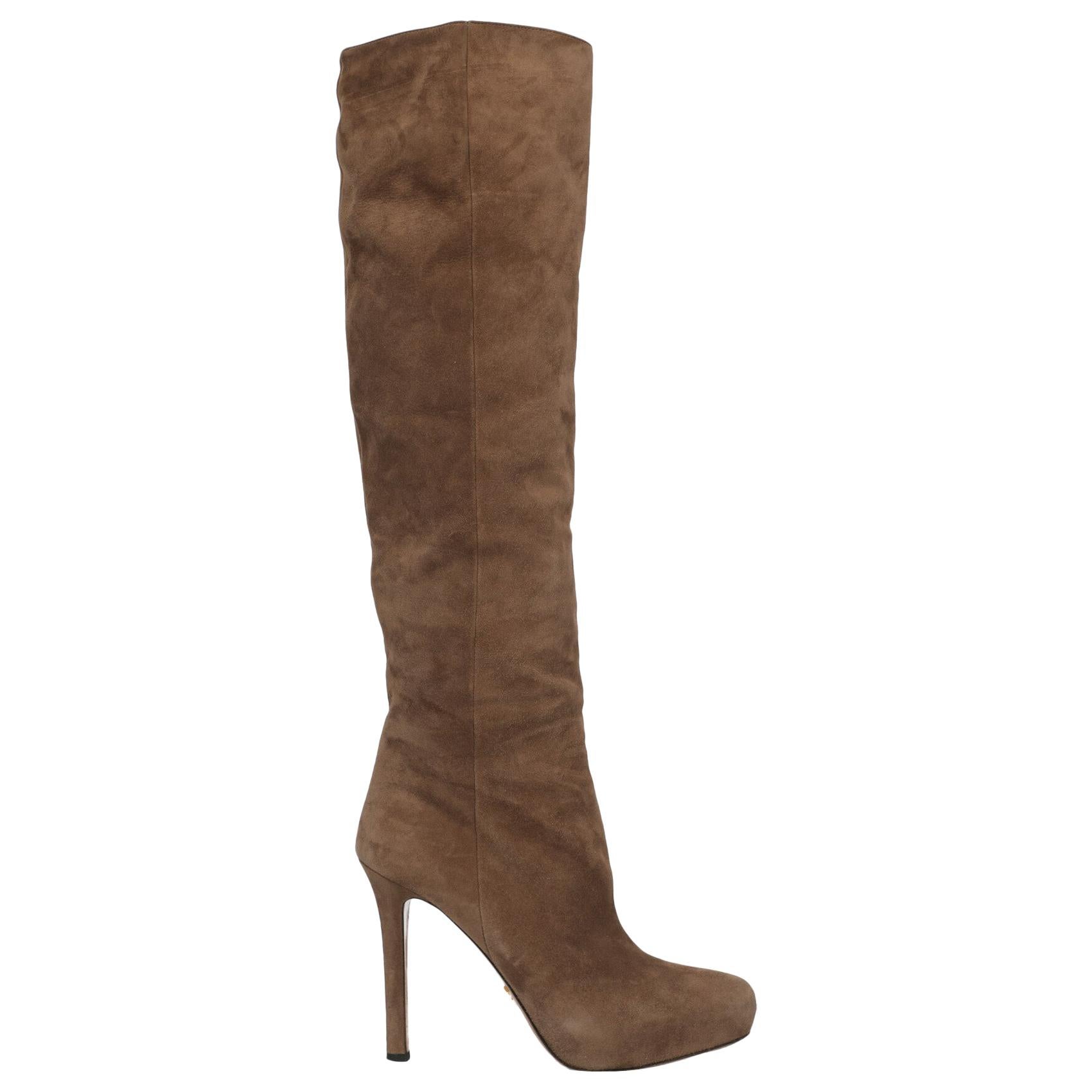 Prada Woman Boots Beige Leather IT 40 For Sale