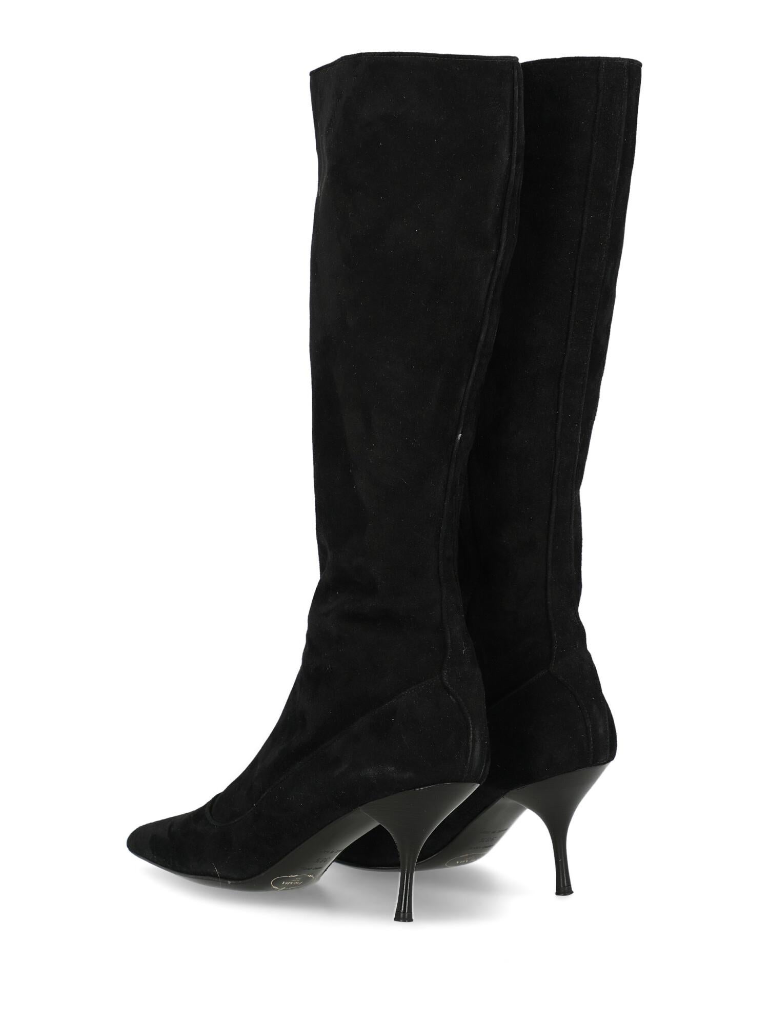 Women's Prada Woman Boots Black Leather IT 38.5 For Sale