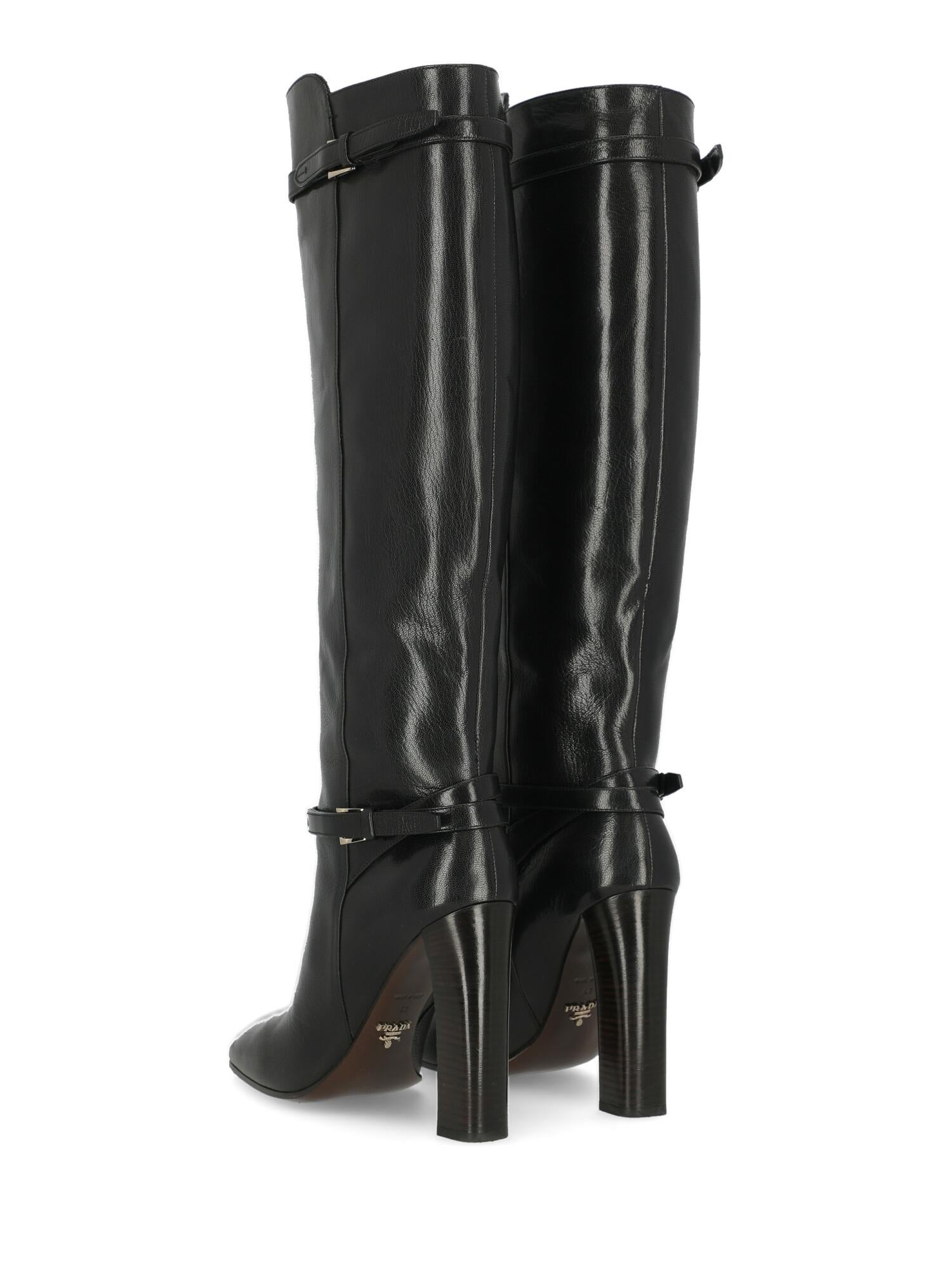 Women's Prada Woman Boots Black Leather IT 41 For Sale