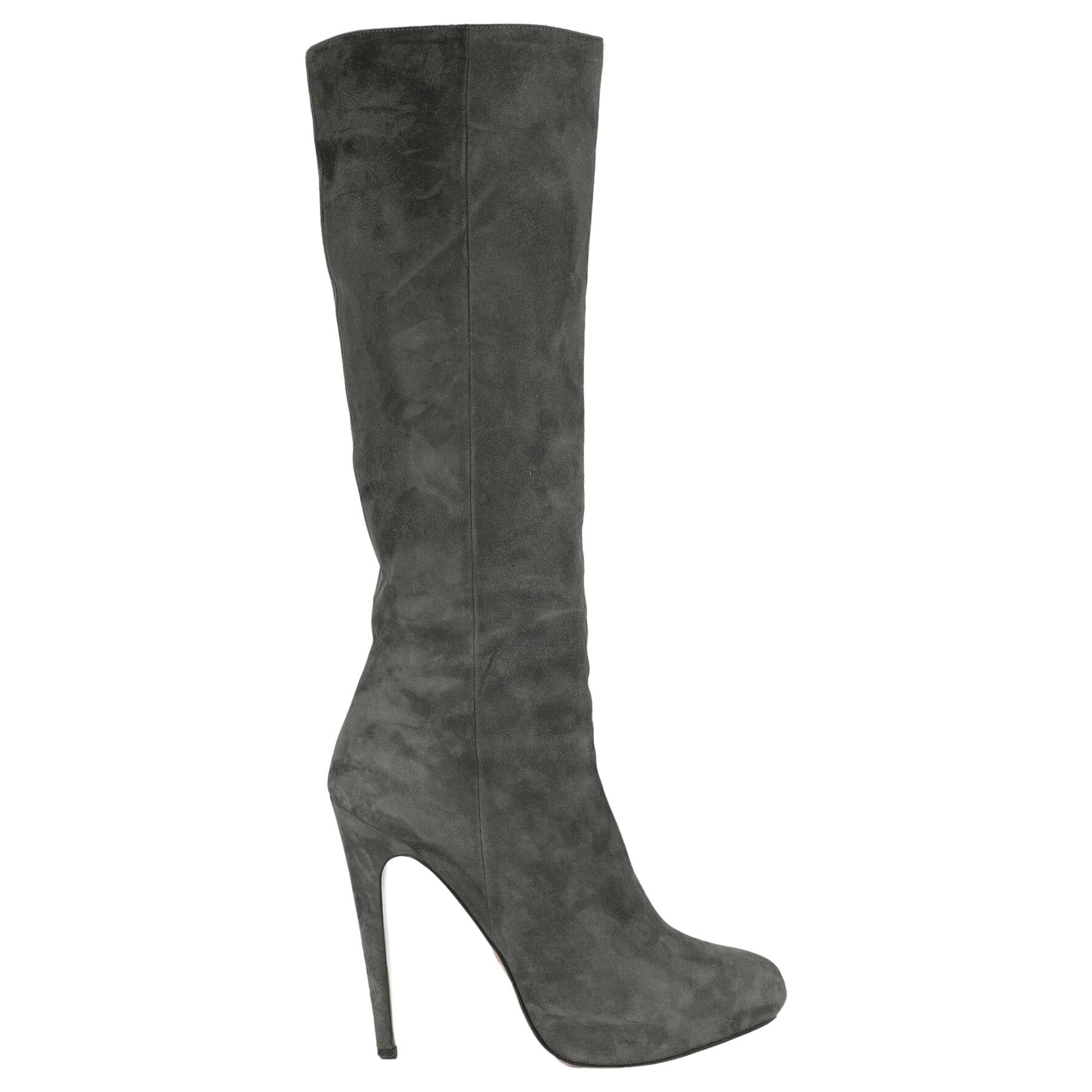 Prada Woman Boots Grey Leather IT 40.5 For Sale