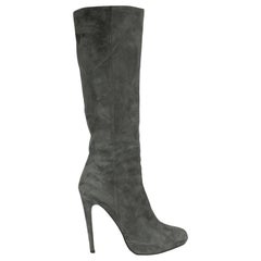 Prada Woman Boots Grey Leather IT 40.5