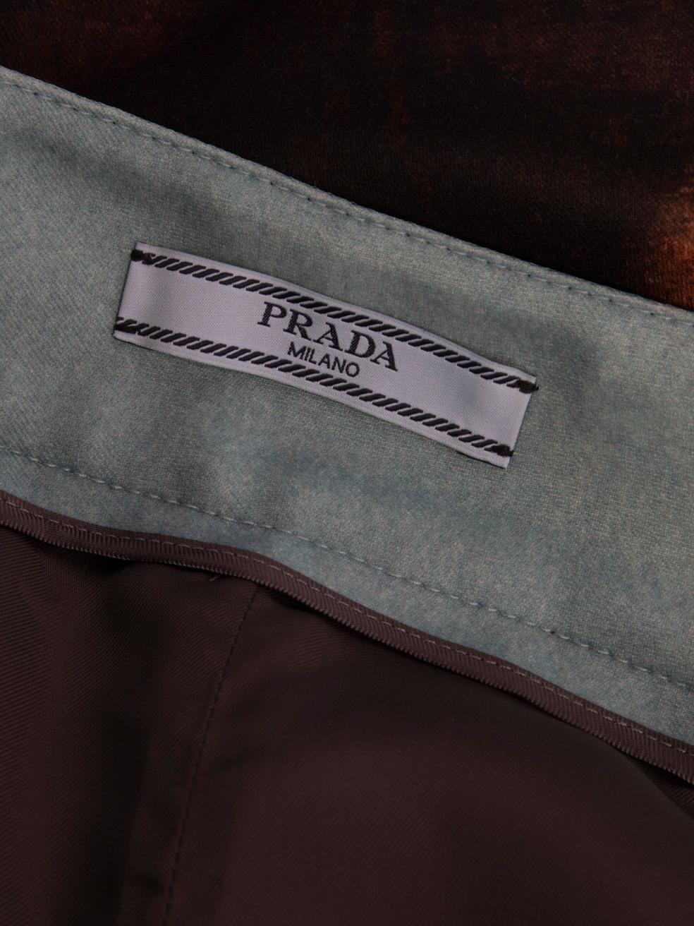 Prada Woman Print Wool Midi Skirt Size XS 1