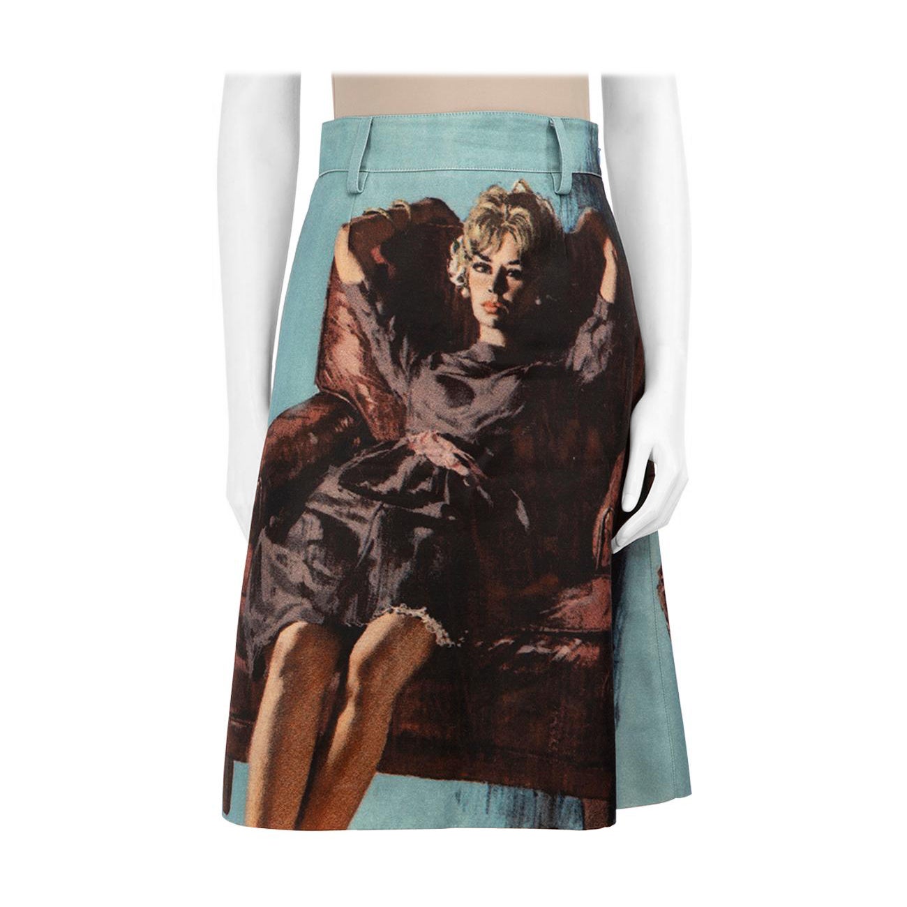 Prada Woman Print Wool Midi Skirt Size XS