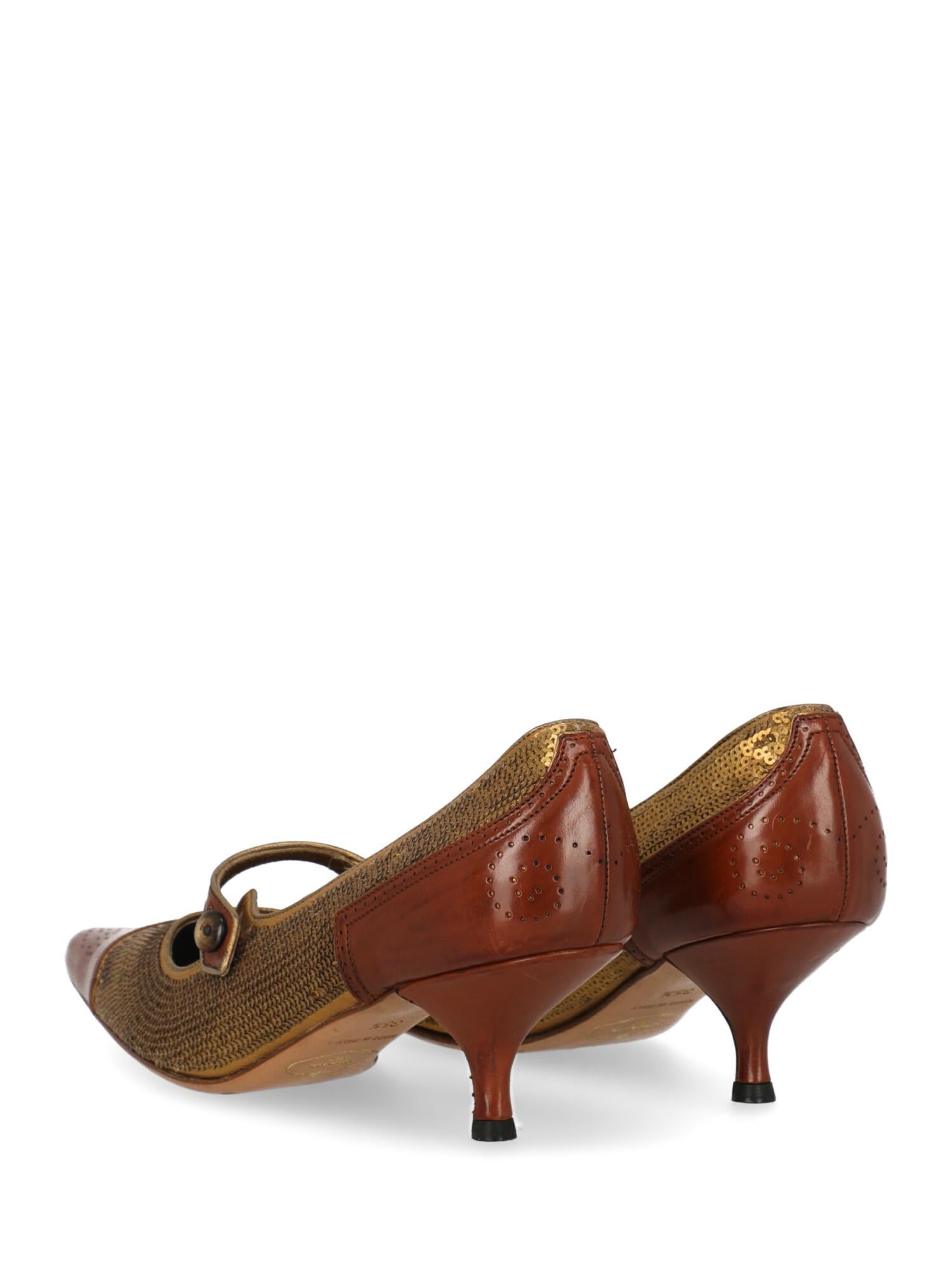 Women's Prada Woman Pumps Brown Leather IT 35.5 For Sale