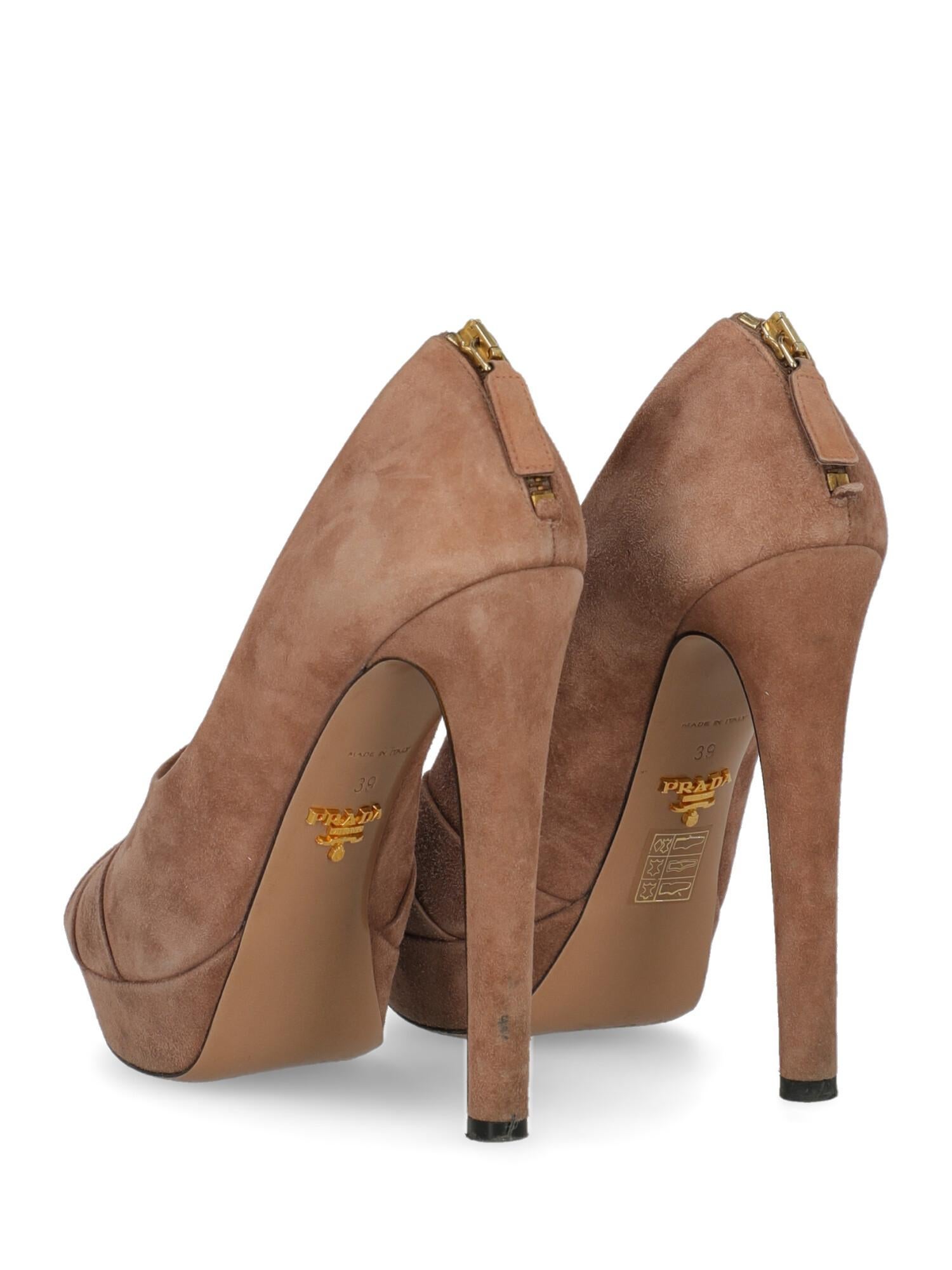 Brown Prada Woman Pumps Pink Leather IT 39 For Sale