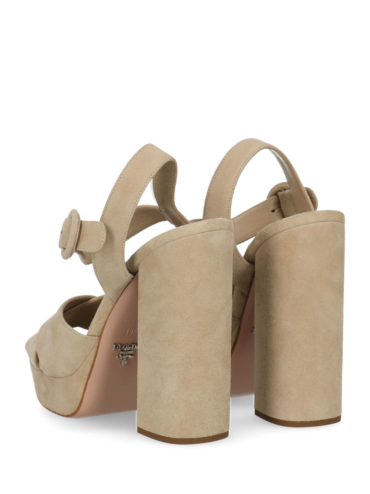 Women's Prada Woman Sandals Beige Leather IT 39.5 For Sale