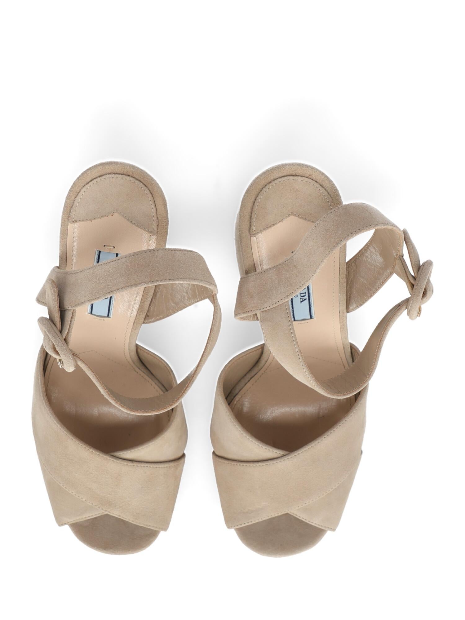 Prada Woman Sandals Beige Leather IT 39.5 For Sale 2