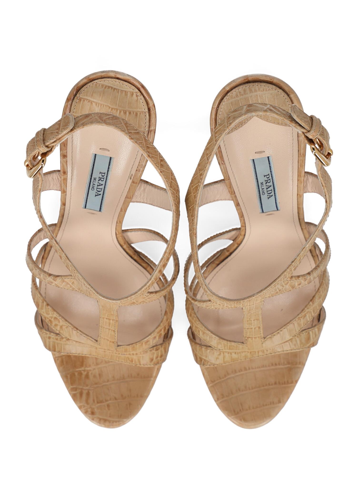 Prada Woman Sandals Beige Leather IT 40 For Sale 2