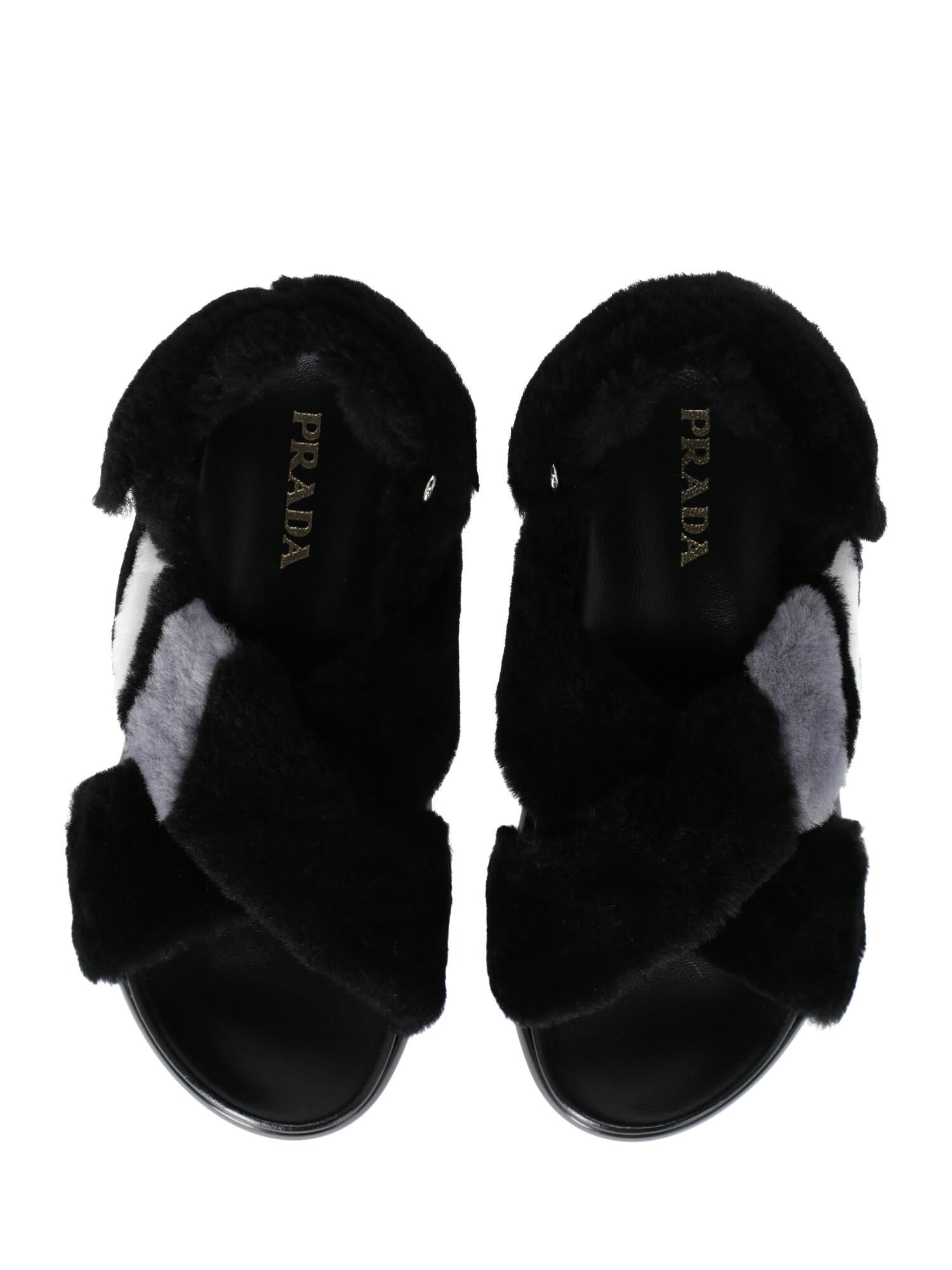 Prada Woman Sandals Black, Grey, White IT 36 For Sale 1