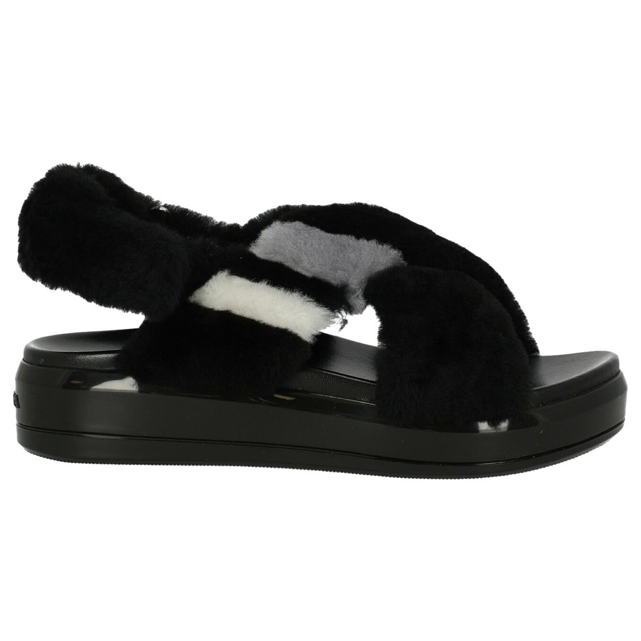Prada Woman Sandals Black, Grey, White IT 36 For Sale