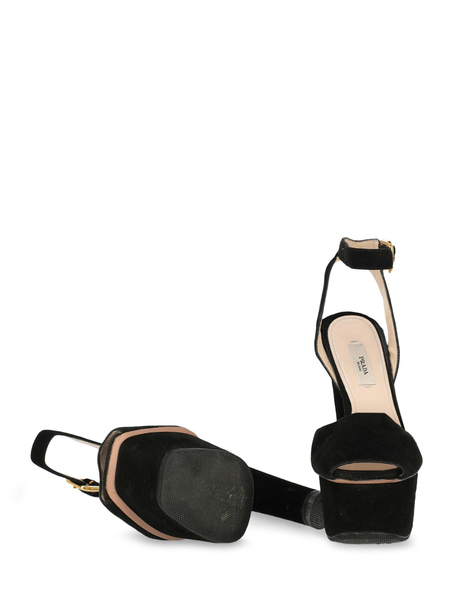 Prada Woman Sandals Black Leather IT 37 For Sale 1