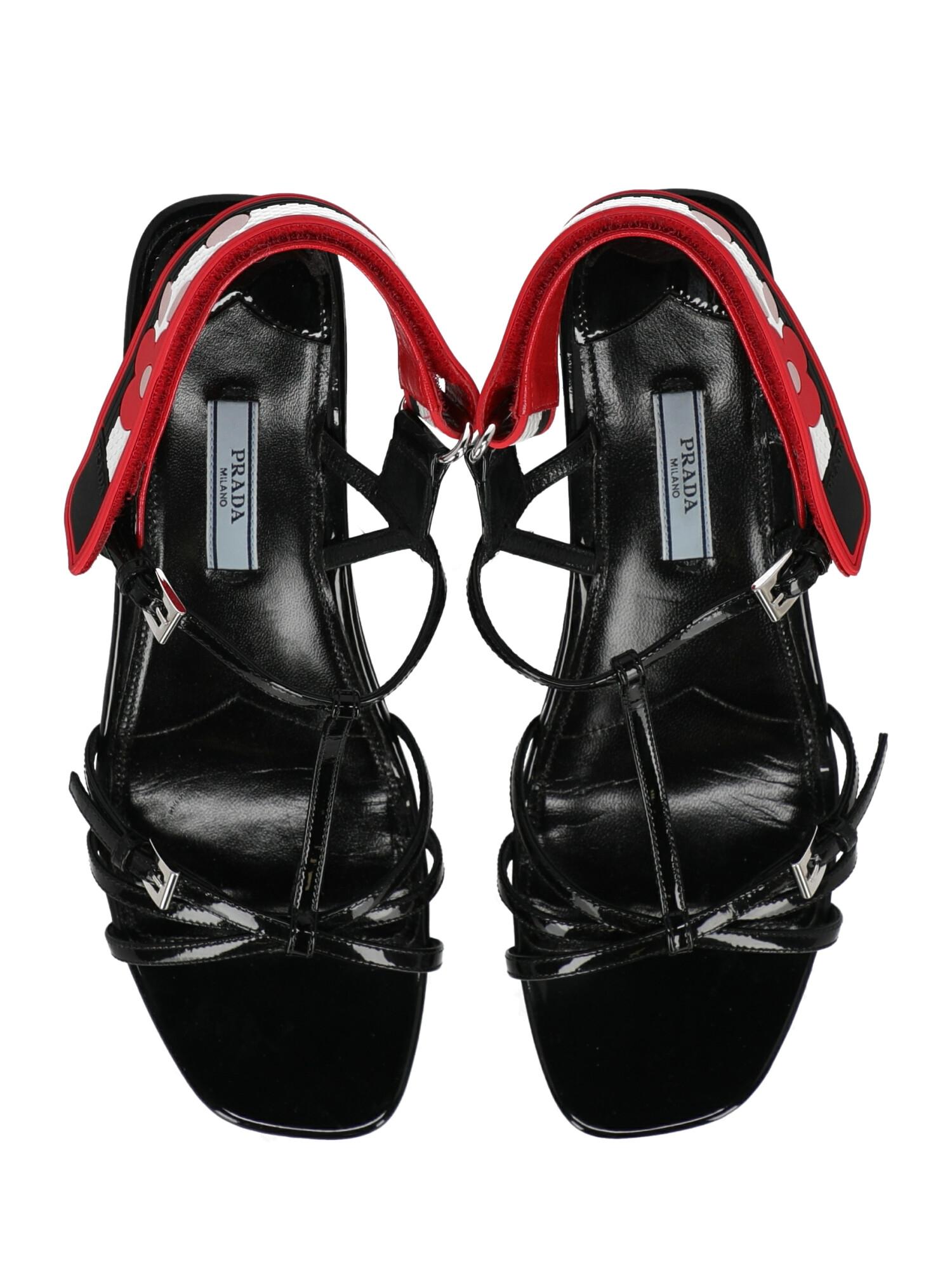 Prada Woman Sandals Black Leather IT 39 For Sale 1