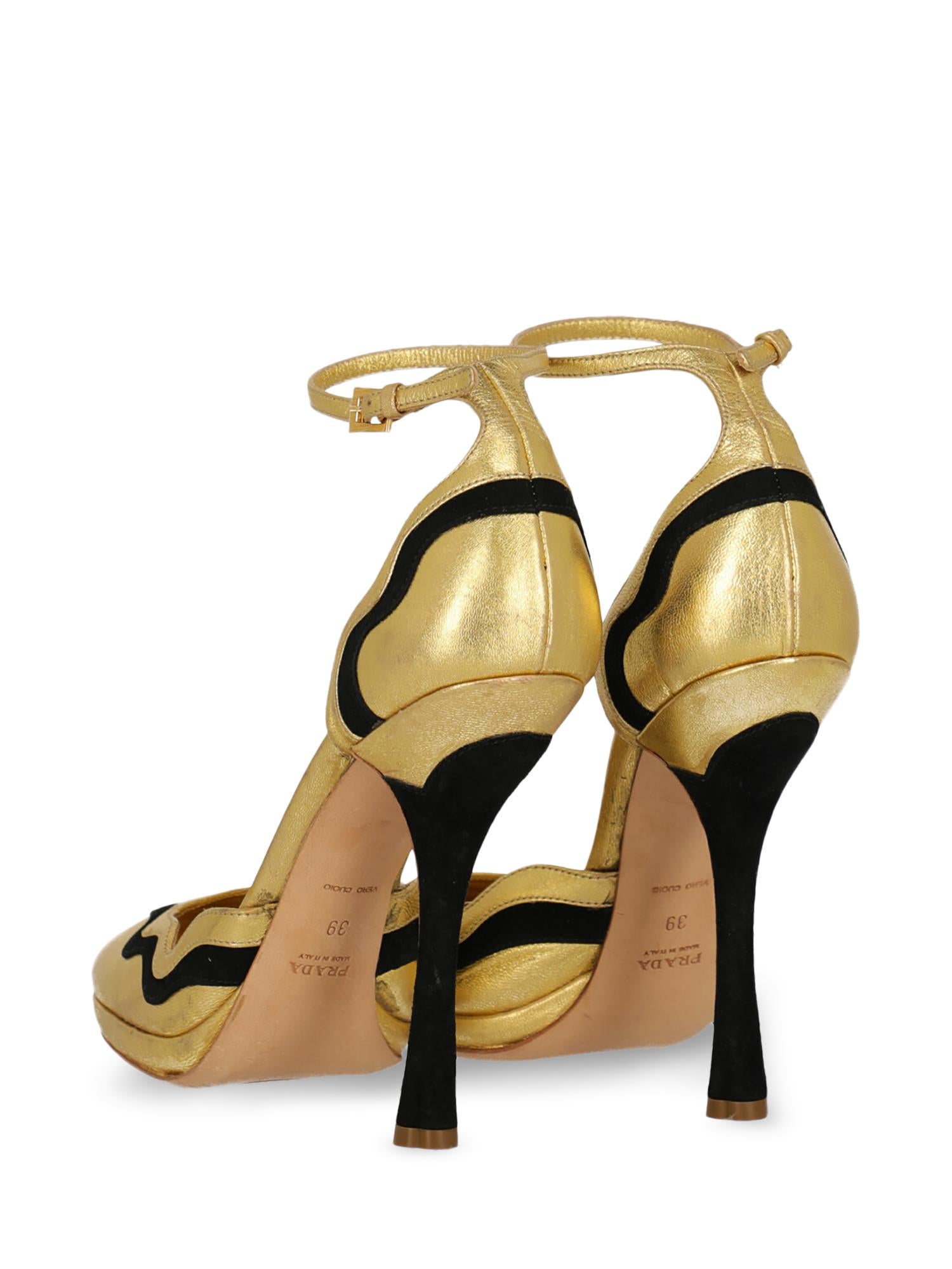 prada gold pumps