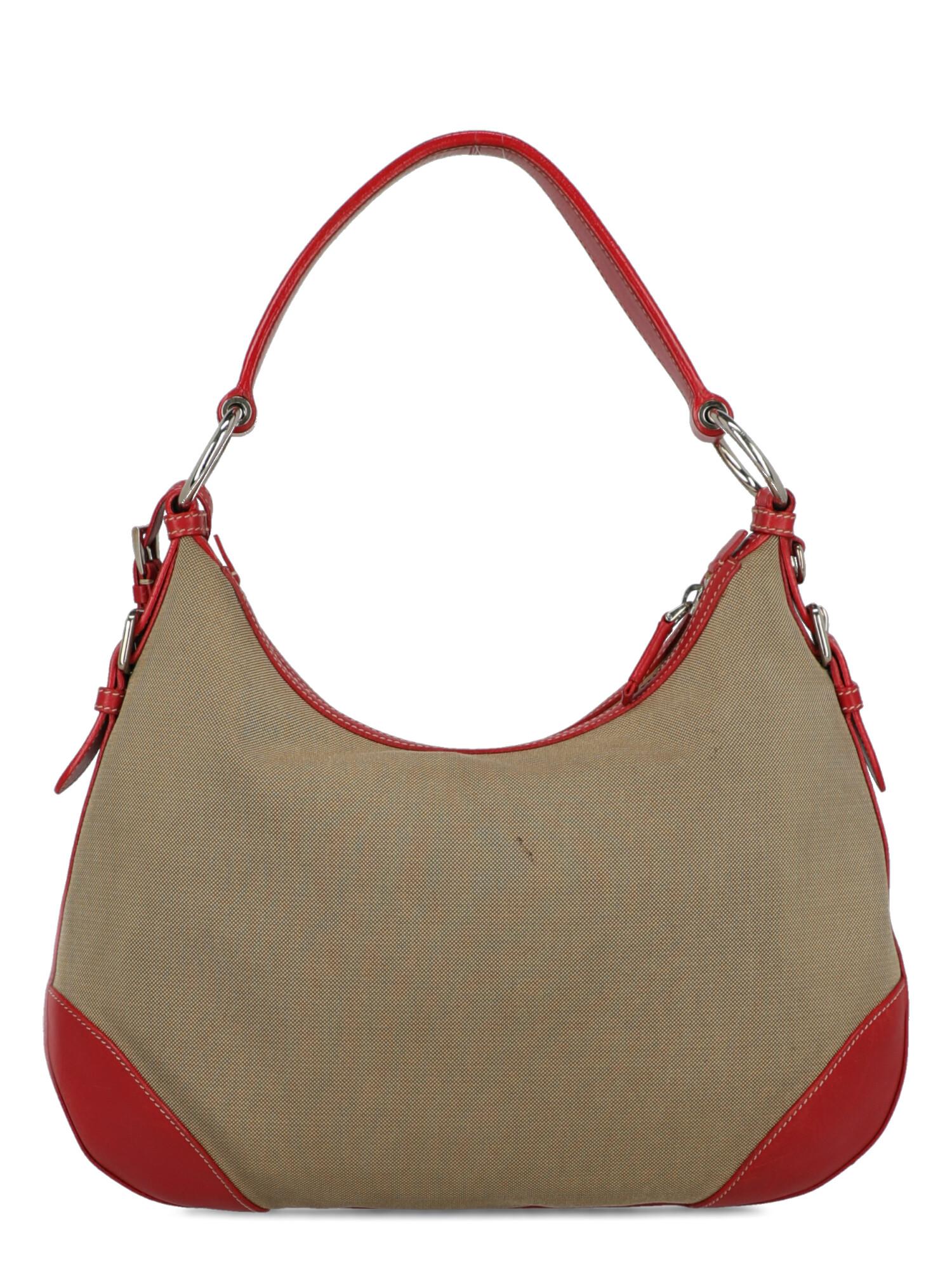 Prada Woman Shoulder bag  Beige Cotton In Good Condition In Milan, IT