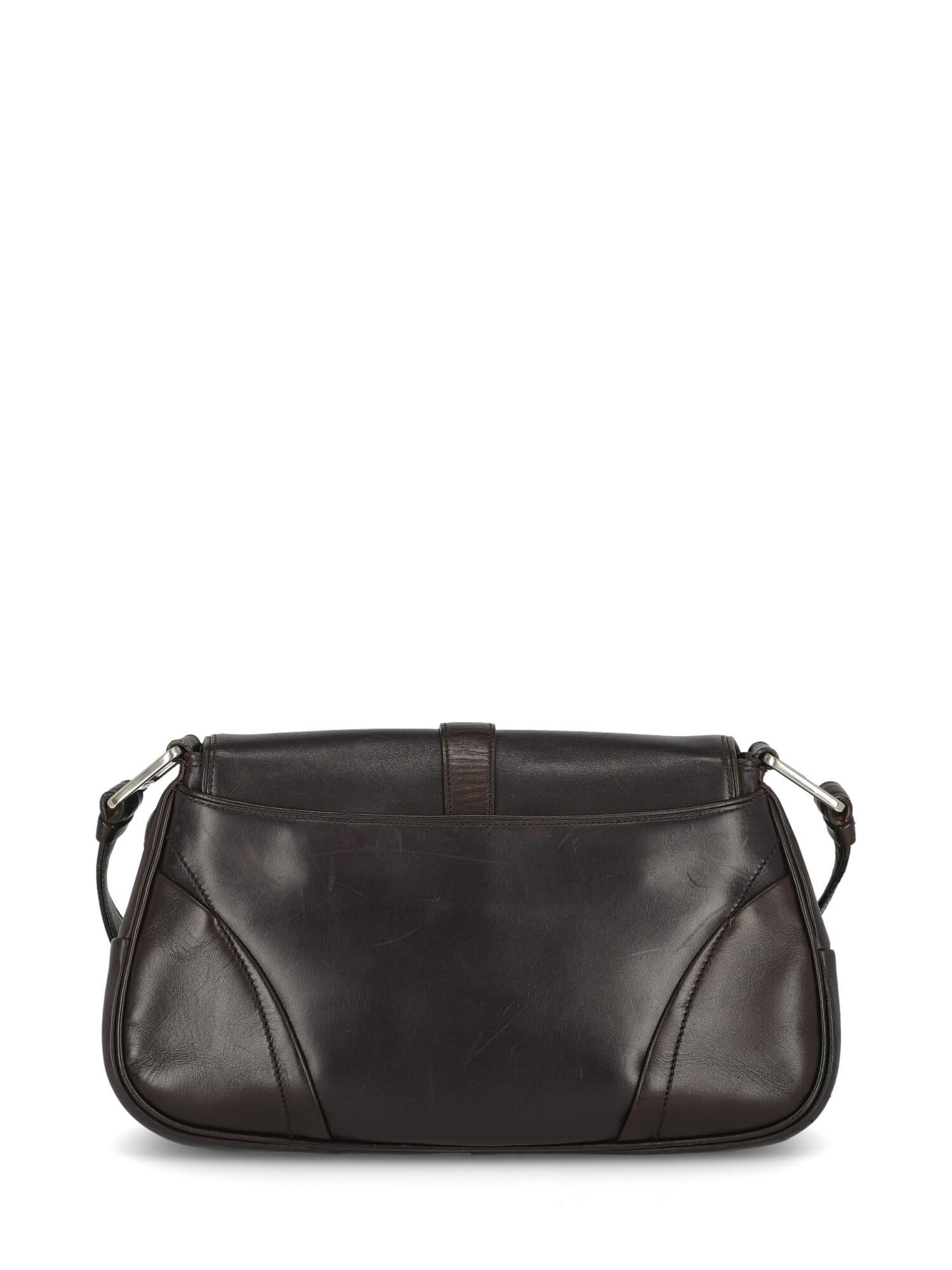 Prada Woman Shoulder bag Brown Leather In Fair Condition For Sale In Milan, IT