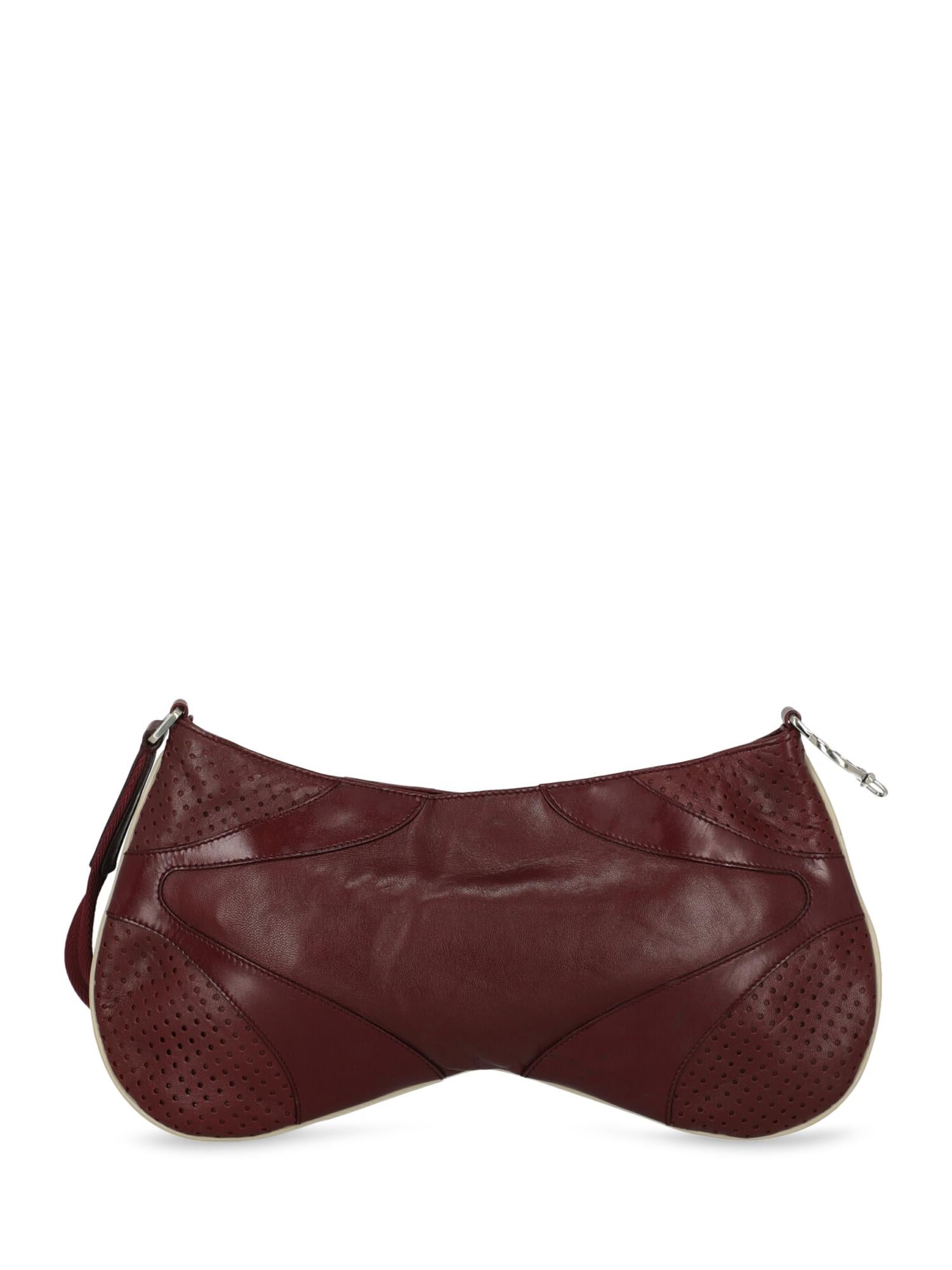 Prada Woman Shoulder bag Burgundy Leather In Fair Condition For Sale In Milan, IT