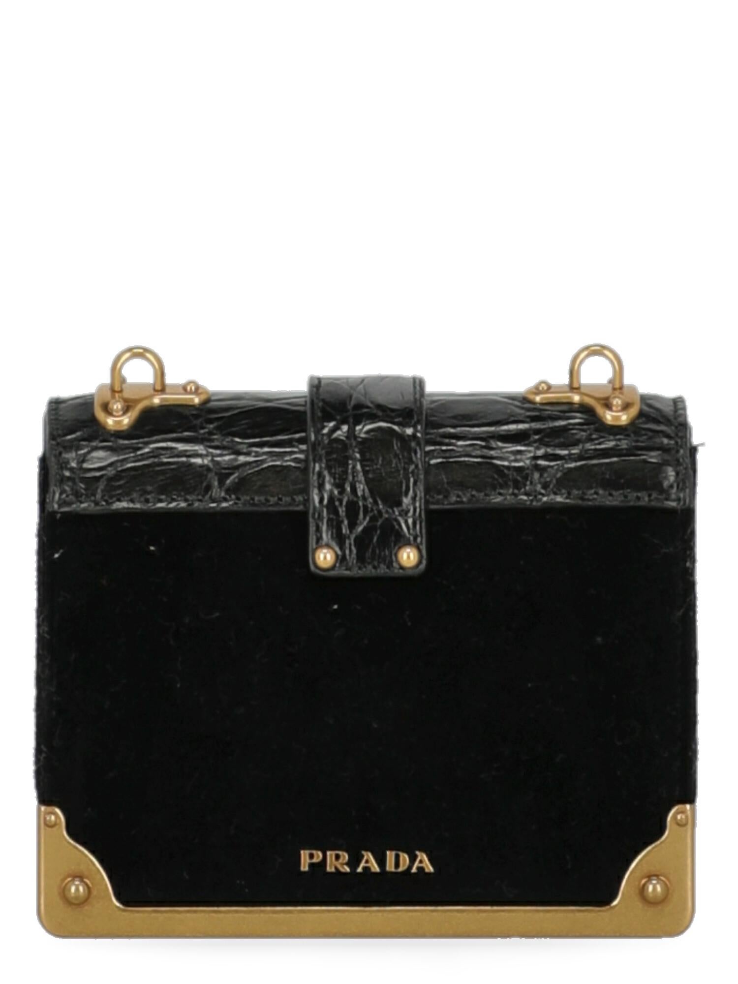 Women's Prada Woman Shoulder bag Cahier Black Fabric For Sale