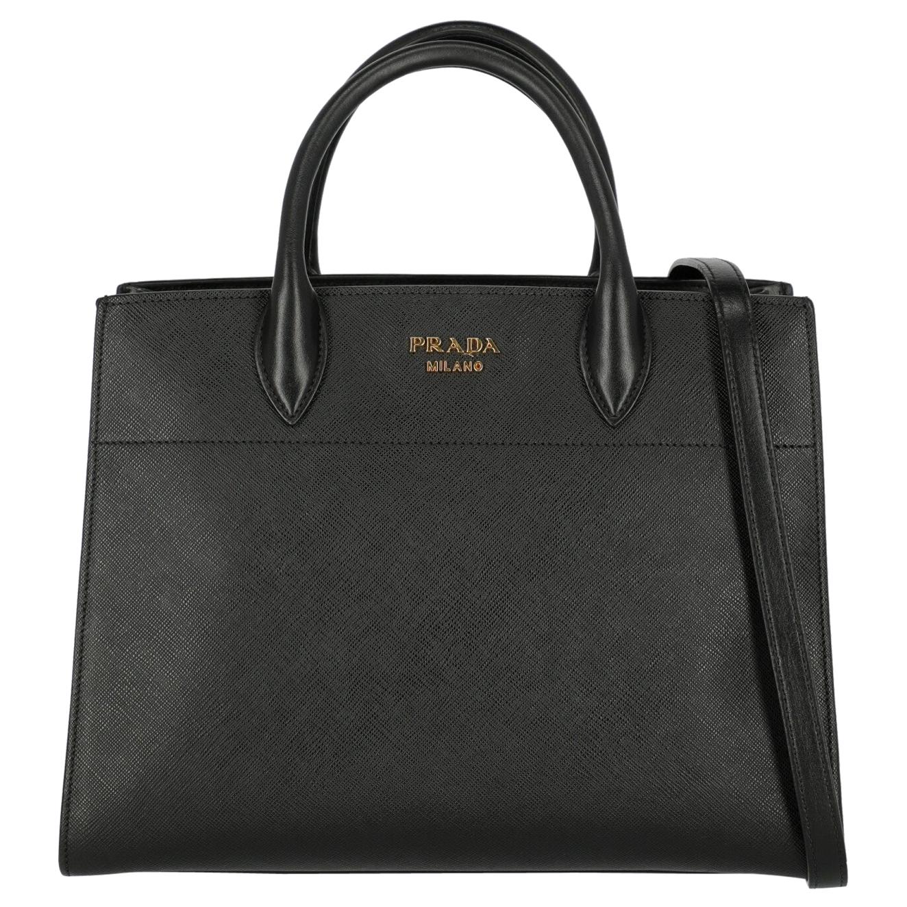Prada Woman Tote bag Black, White  For Sale