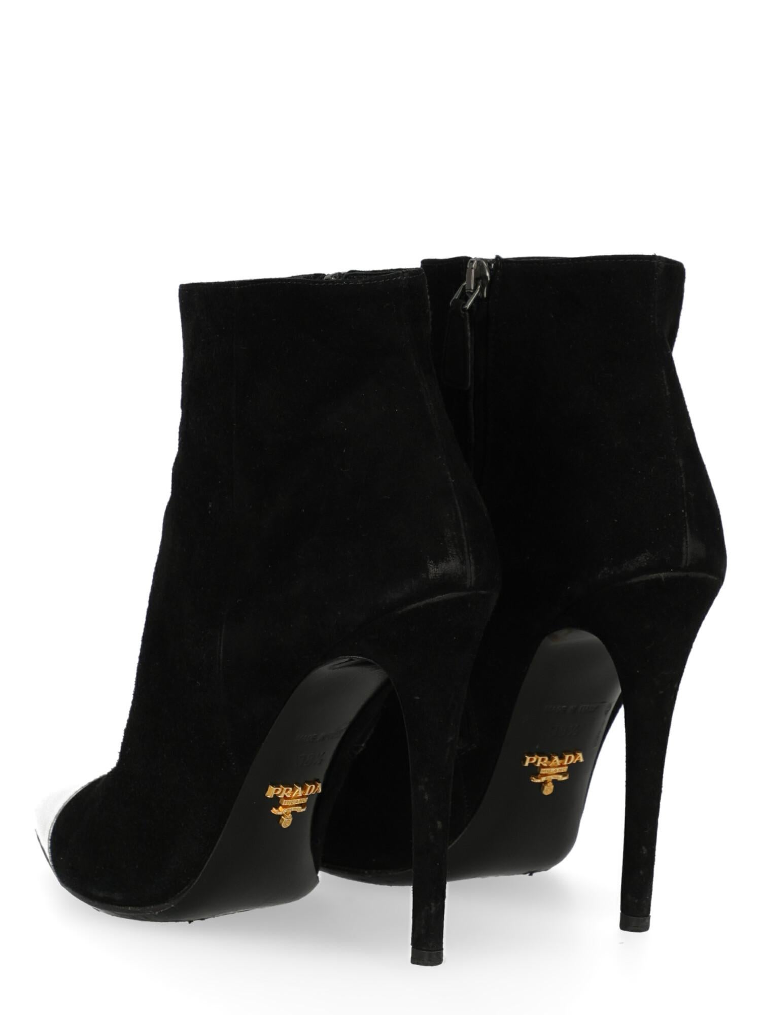Prada  Women   Ankle boots  Black Leather EU 38.5 In Fair Condition For Sale In Milan, IT