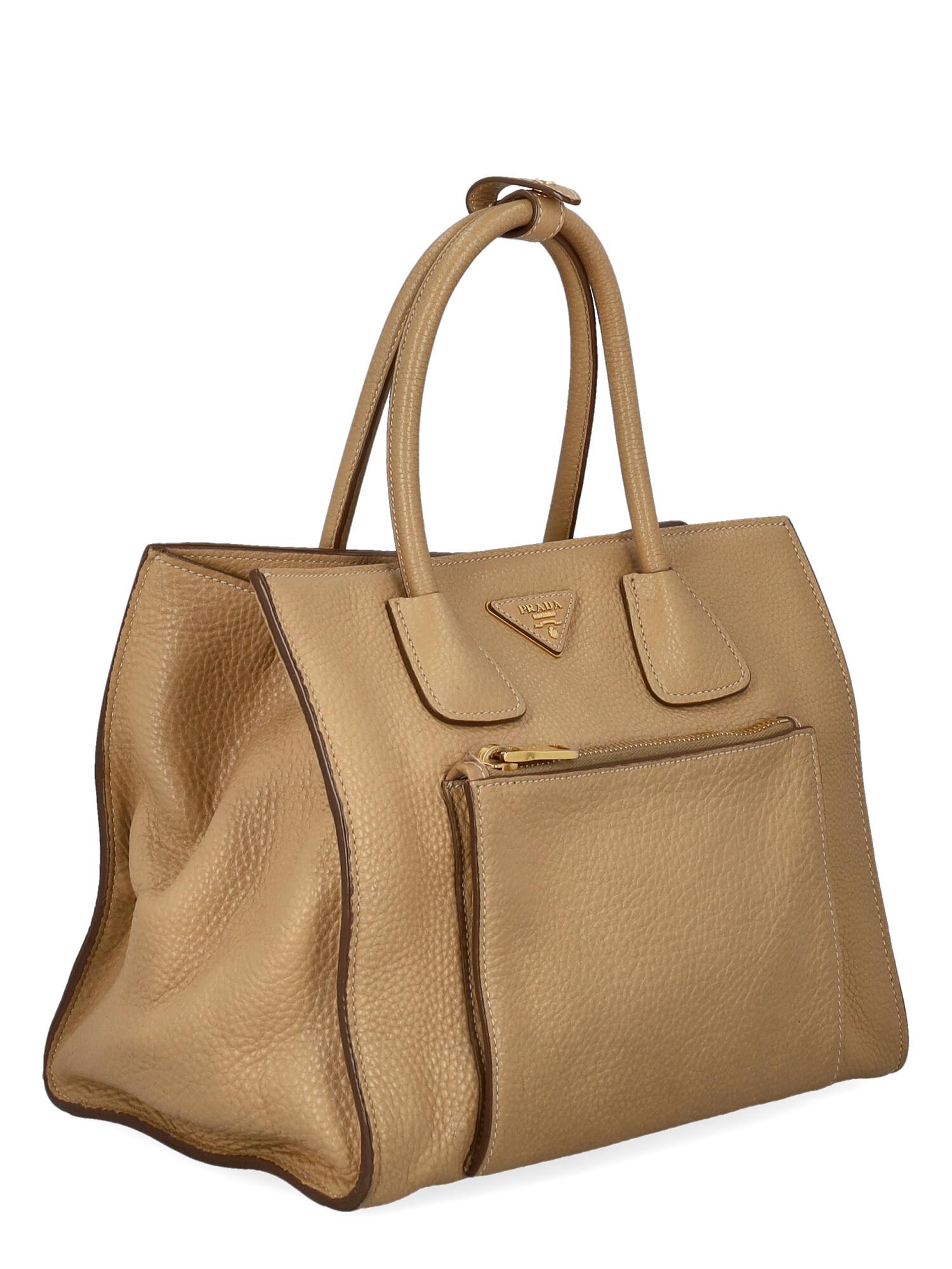 Prada Women Handbags Beige Leather  In Good Condition In Milan, IT