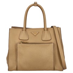 Prada Women Handbags Beige Leather 