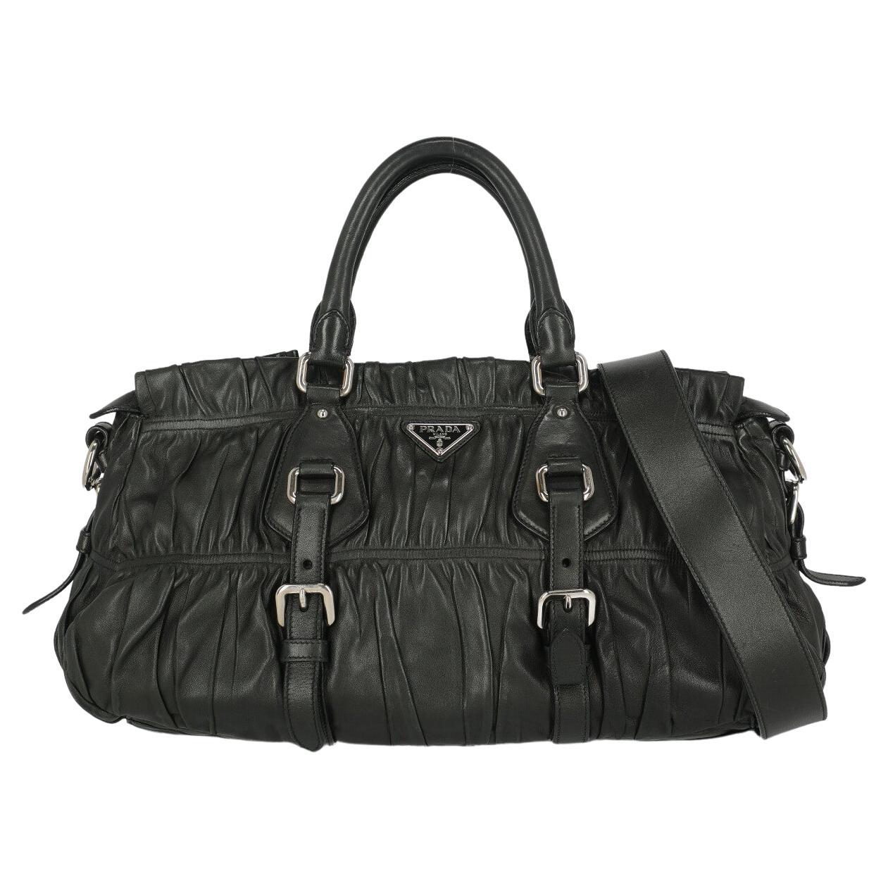 Prada Women Handbags Black Leather  For Sale
