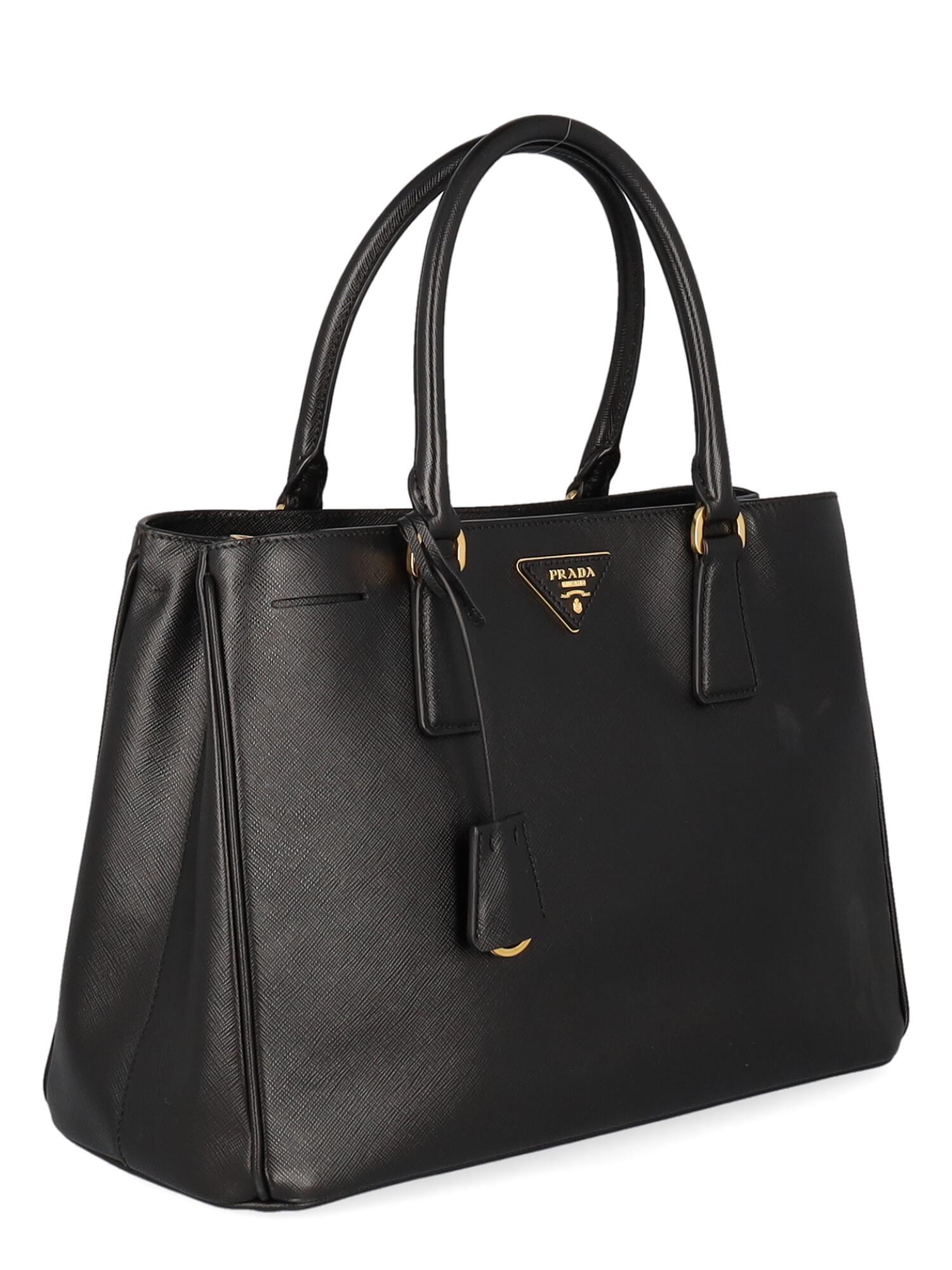 Prada Women Handbags Double Black Leather  In Good Condition For Sale In Milan, IT