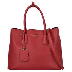 Prada Women Handbags Double Red Leather