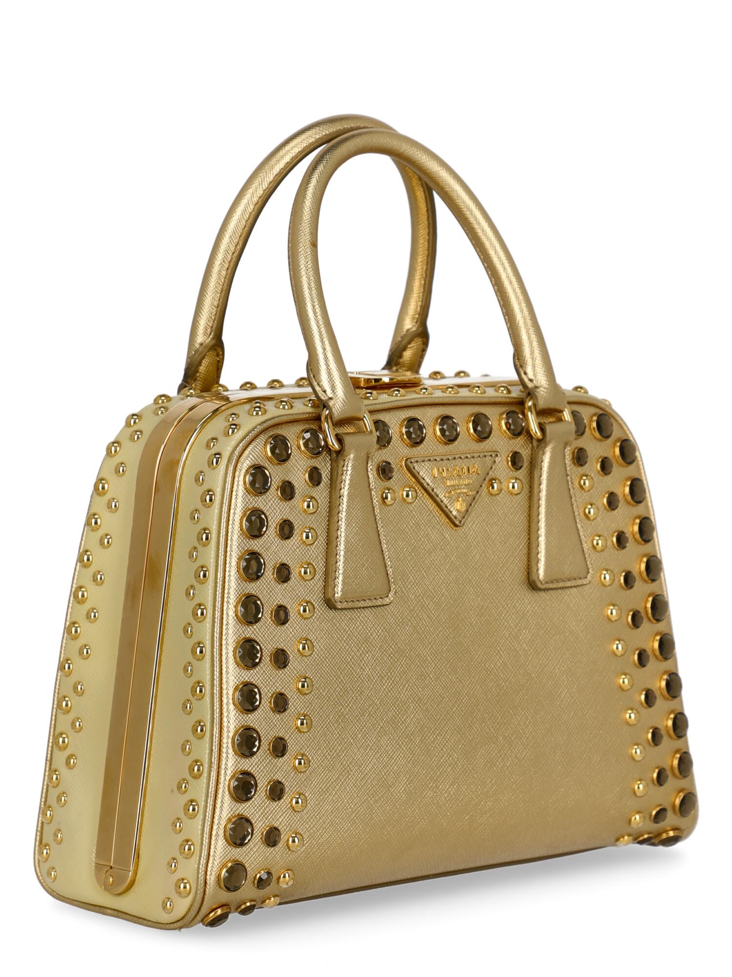 Prada  Women   Handbags  Ecru, Gold Leather  In Fair Condition For Sale In Milan, IT