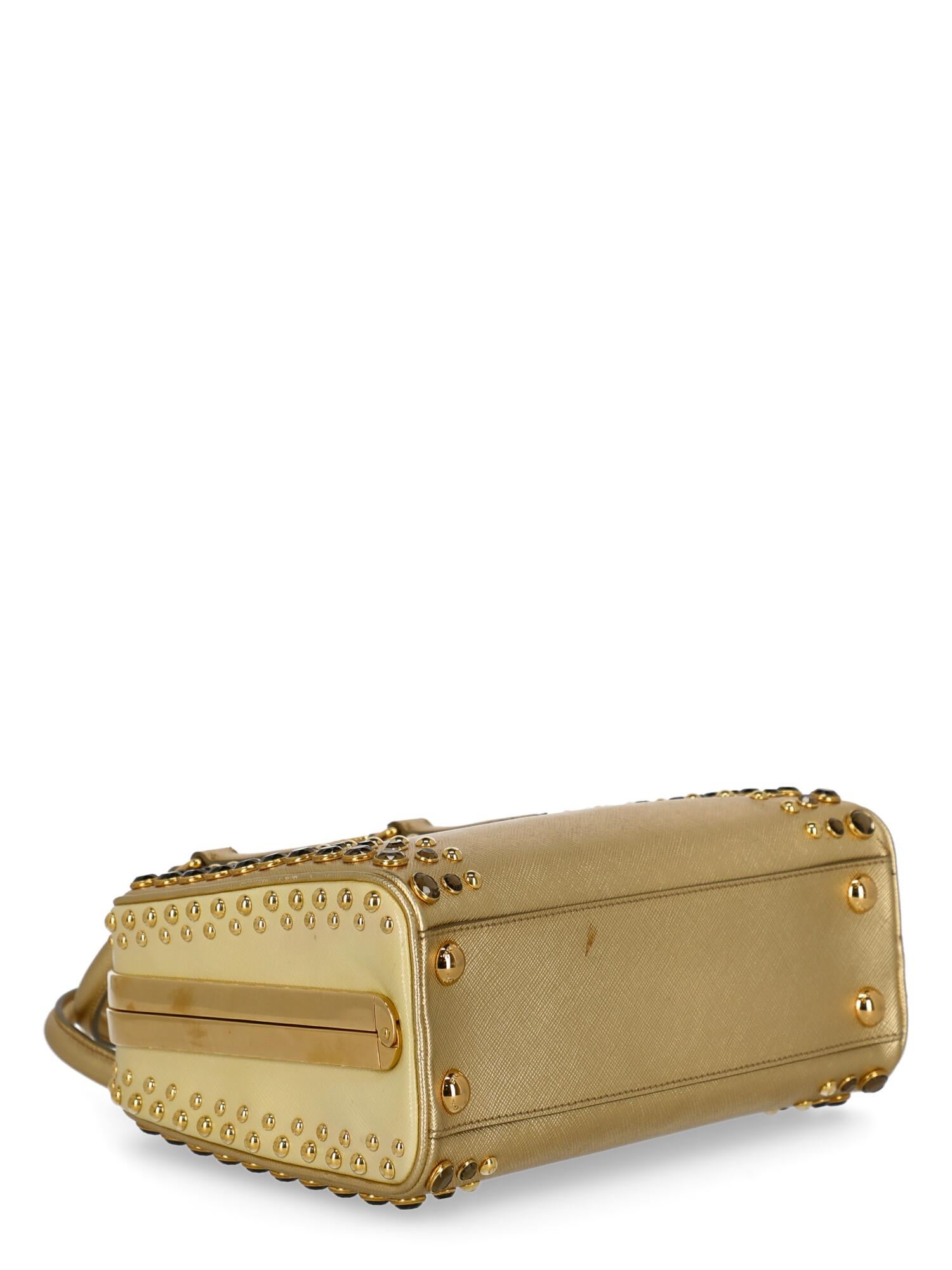 Prada  Women   Handbags  Ecru, Gold Leather  For Sale 1