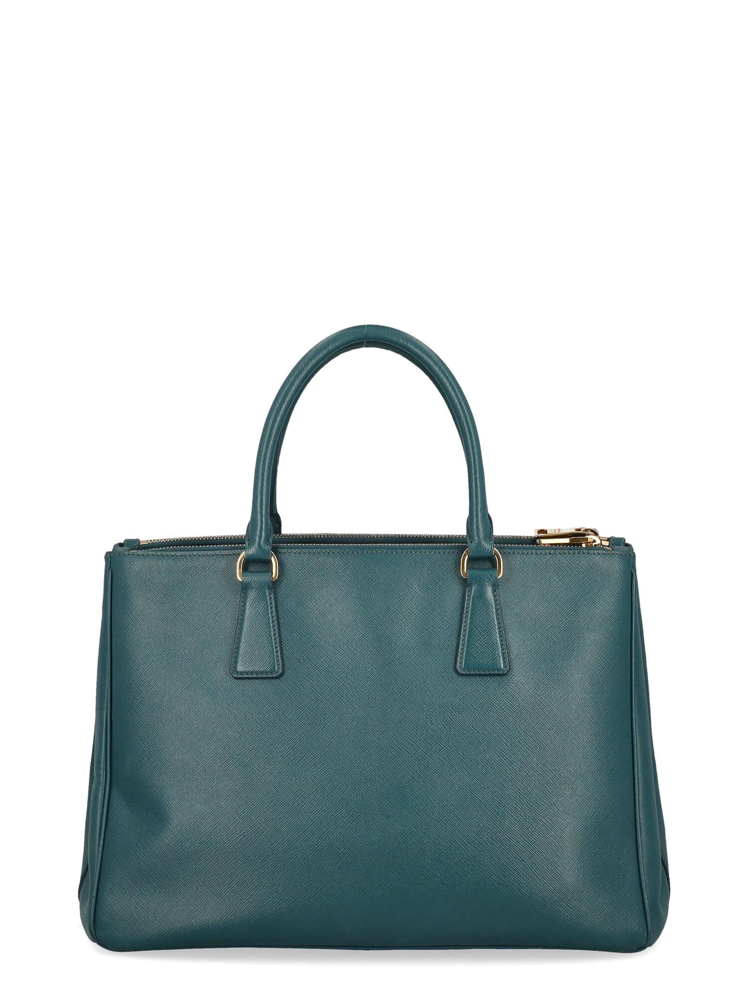 Prada Women Handbags Galleria Green Leather In Good Condition For Sale In Milan, IT