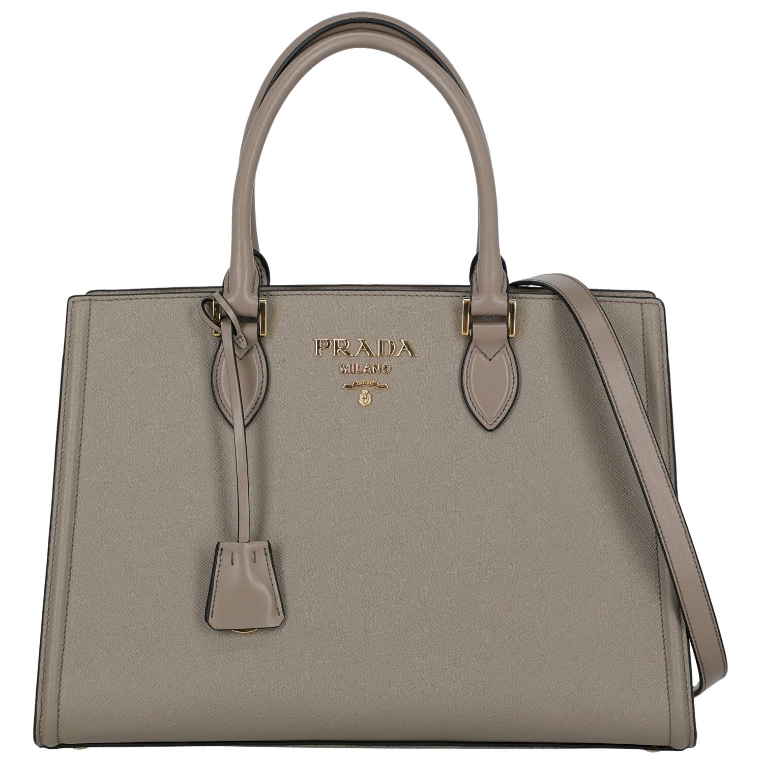 Prada Women Handbags Grey Leather