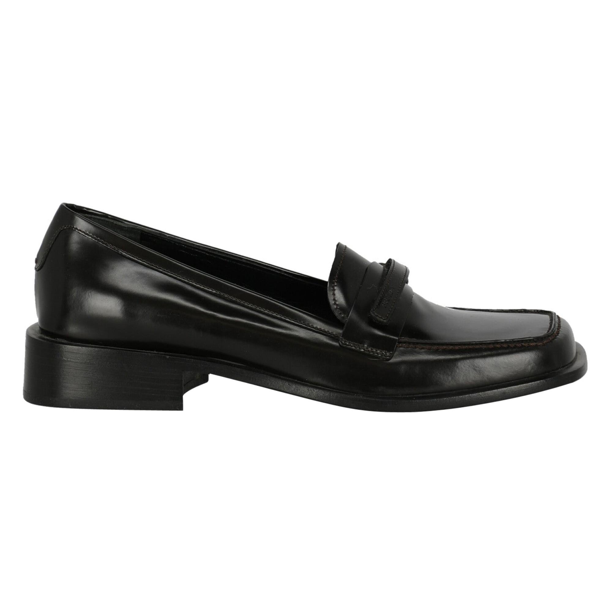 Prada  Women   Loafers  Black Leather EU 38.5