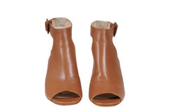 Prada Women Open Toe Ankle Bootie Size US9.5 EU39.5 Brown Tan Leather Boots