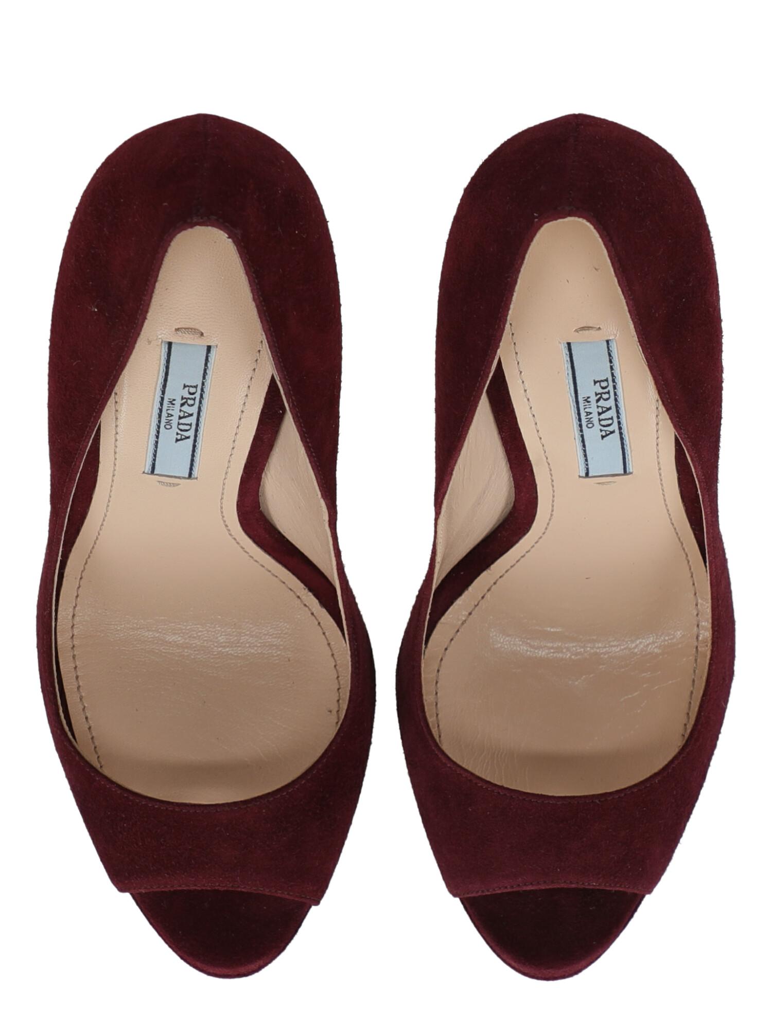 Prada Women  Pumps Burgundy Leather IT 37 For Sale 1